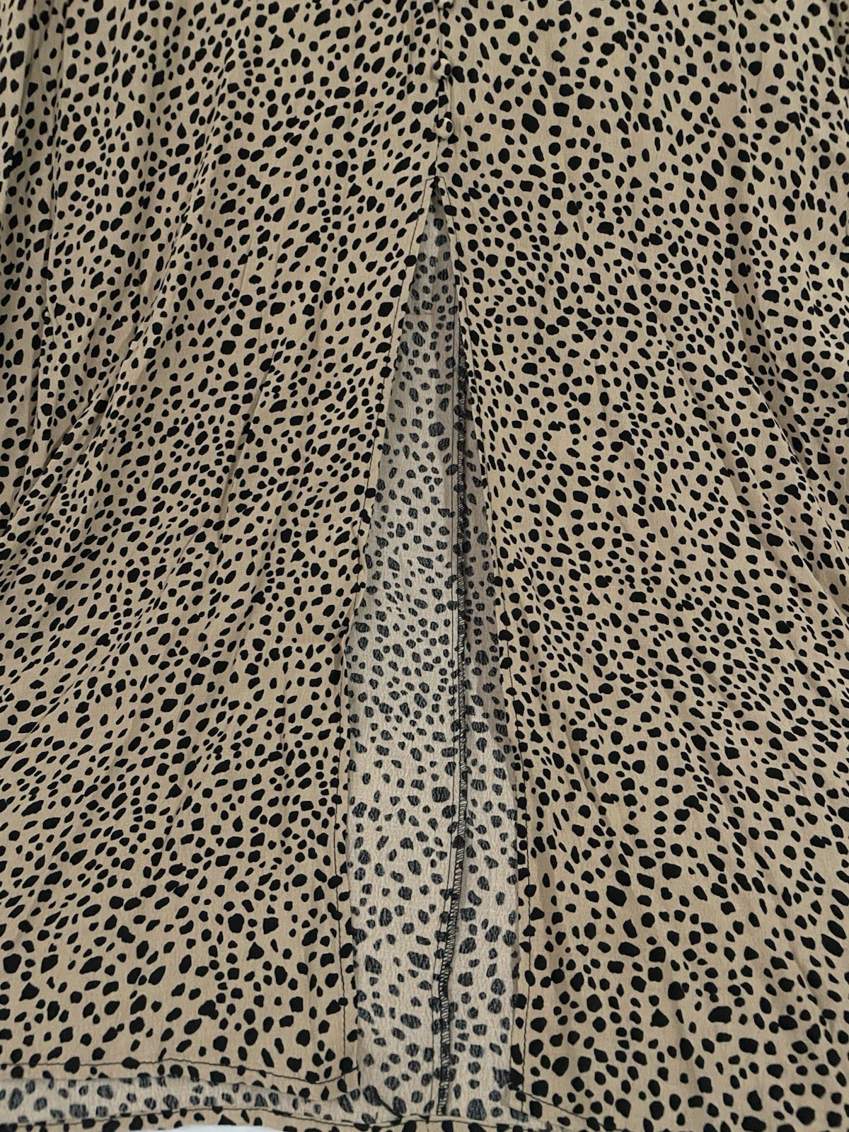 MNG Beige/Black Leopard Print V-Neck Maxi Dress 3/4 Sleeve XL