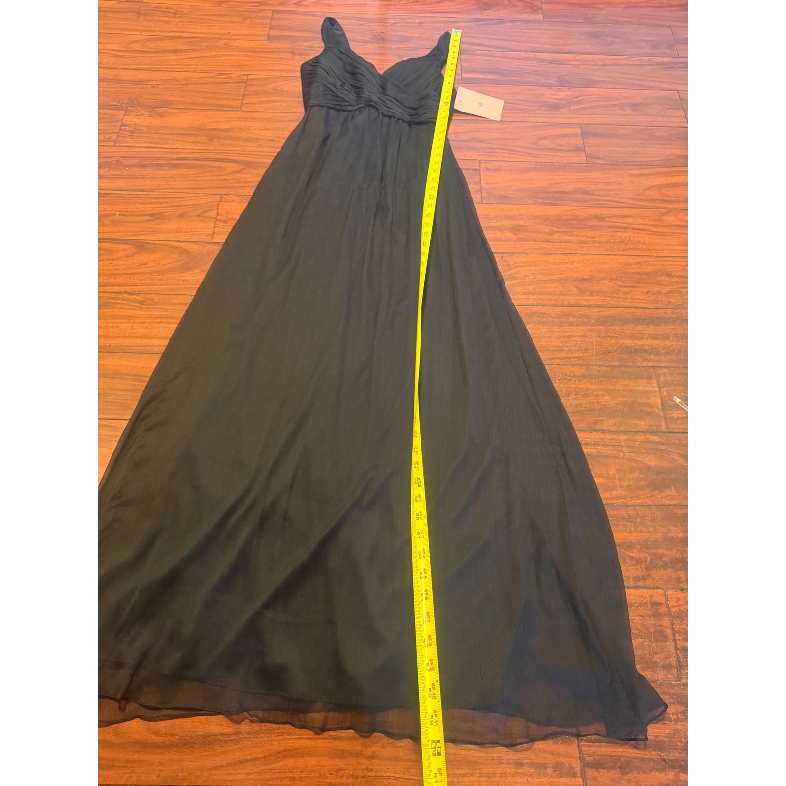 BHLDN Black V-Neck Pleated Bodice Maxi Dress Sleeveless Formal Gown Small NEW