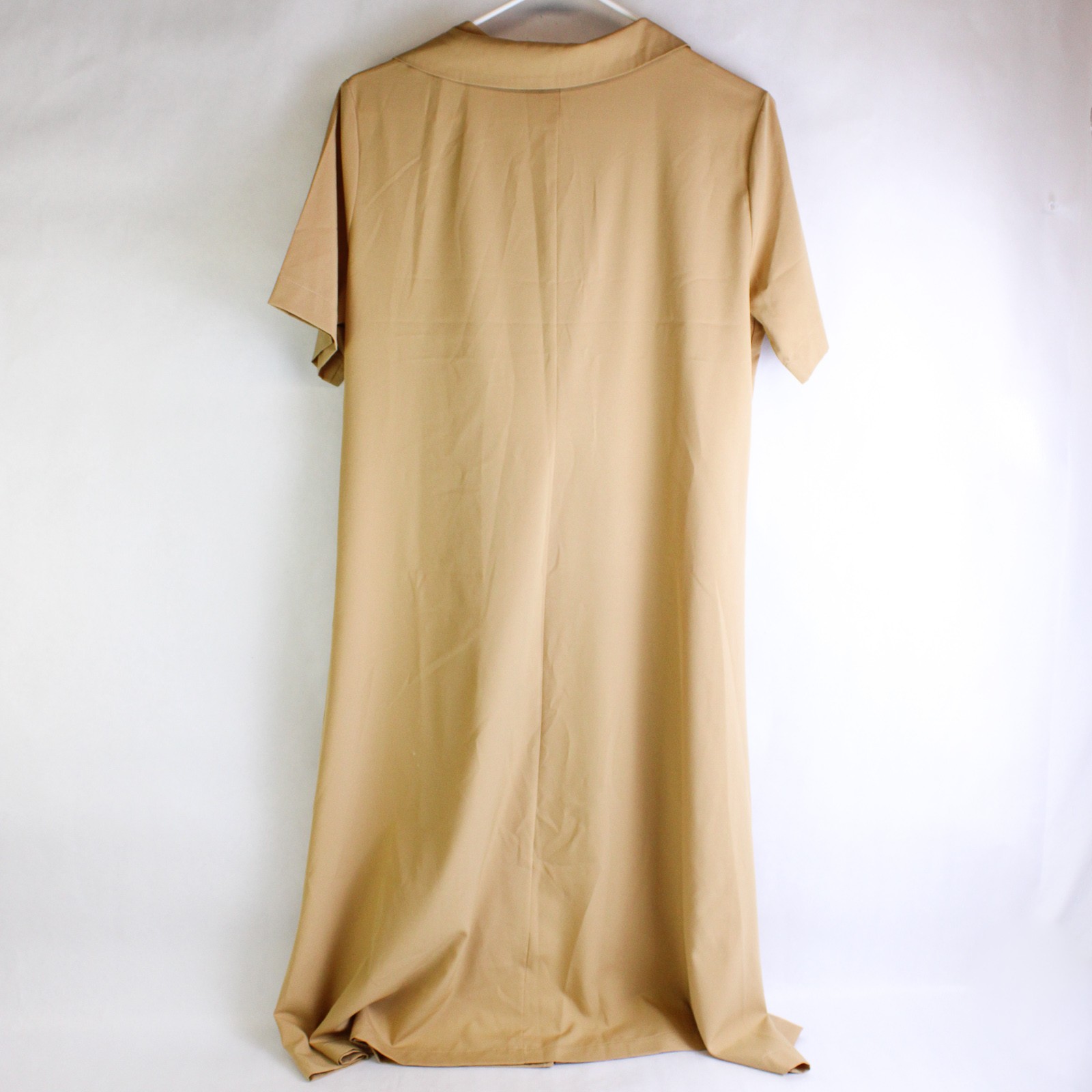 Unbranded Solid Khaki Color Button Up Short Sleeve Dress Women’s Size Medium