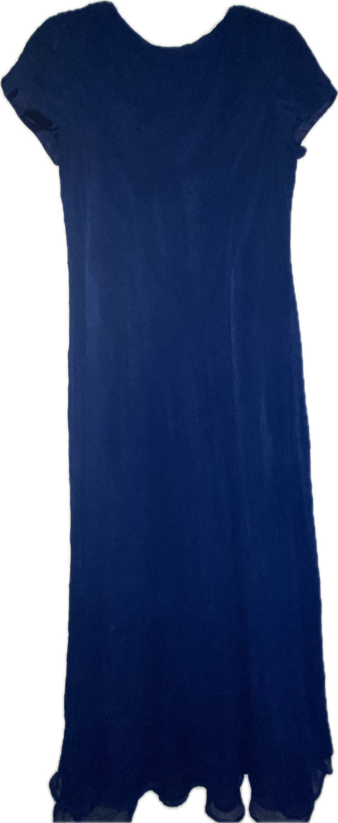 KARIN STEVENS Dress Royal Blue Lined Ruffles Size 8 Whimsical elegant feminine