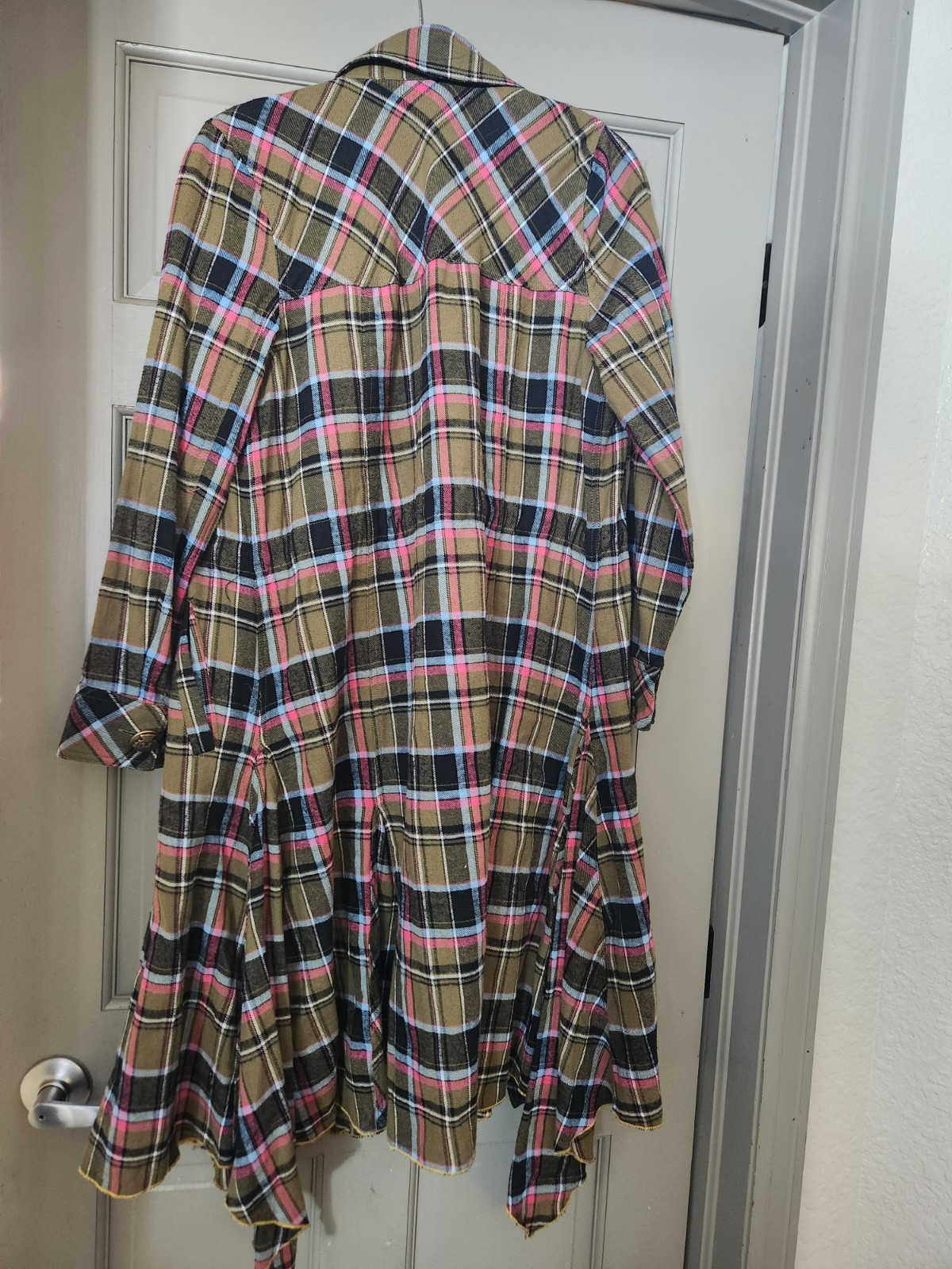 Aratta Spring My Choice Trench Coat Kimono Shirt Medium HOT PINK OWL