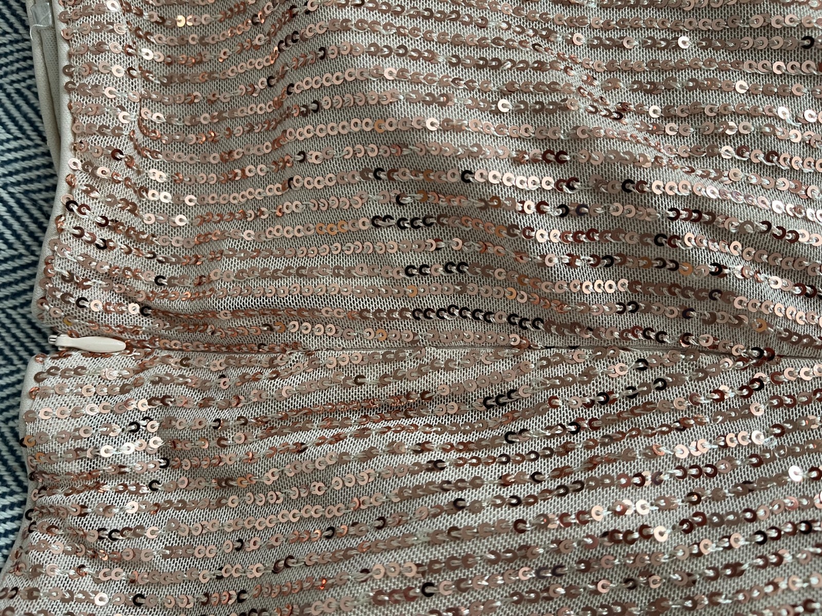 New Rose Gold Sequin Gown V-Neck Flutter Sleeve Plus Size Formal Prom Maxi Dress