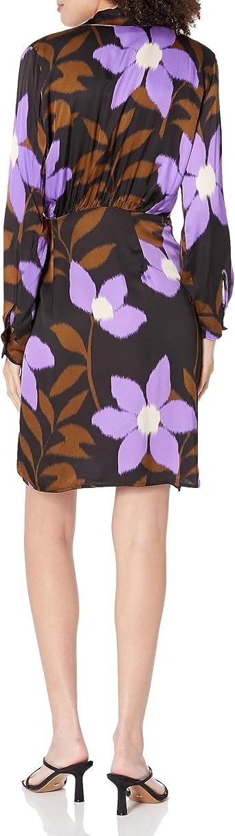 Velvet by Graham & Spencer Womens Janey Printed Satin Dress, Fiji, XL