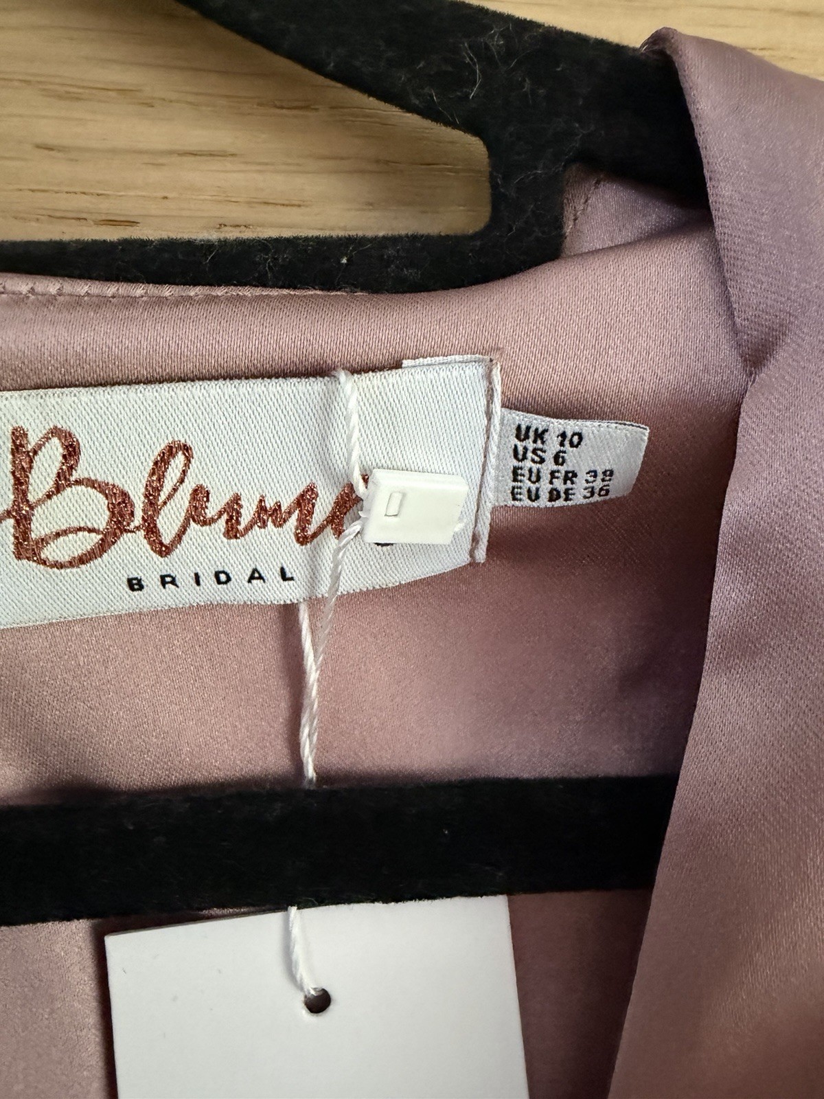Blume Bridal size 10 Satin Plunge Maxi Dress Blush Pink Wedding Guest Bridesmaid