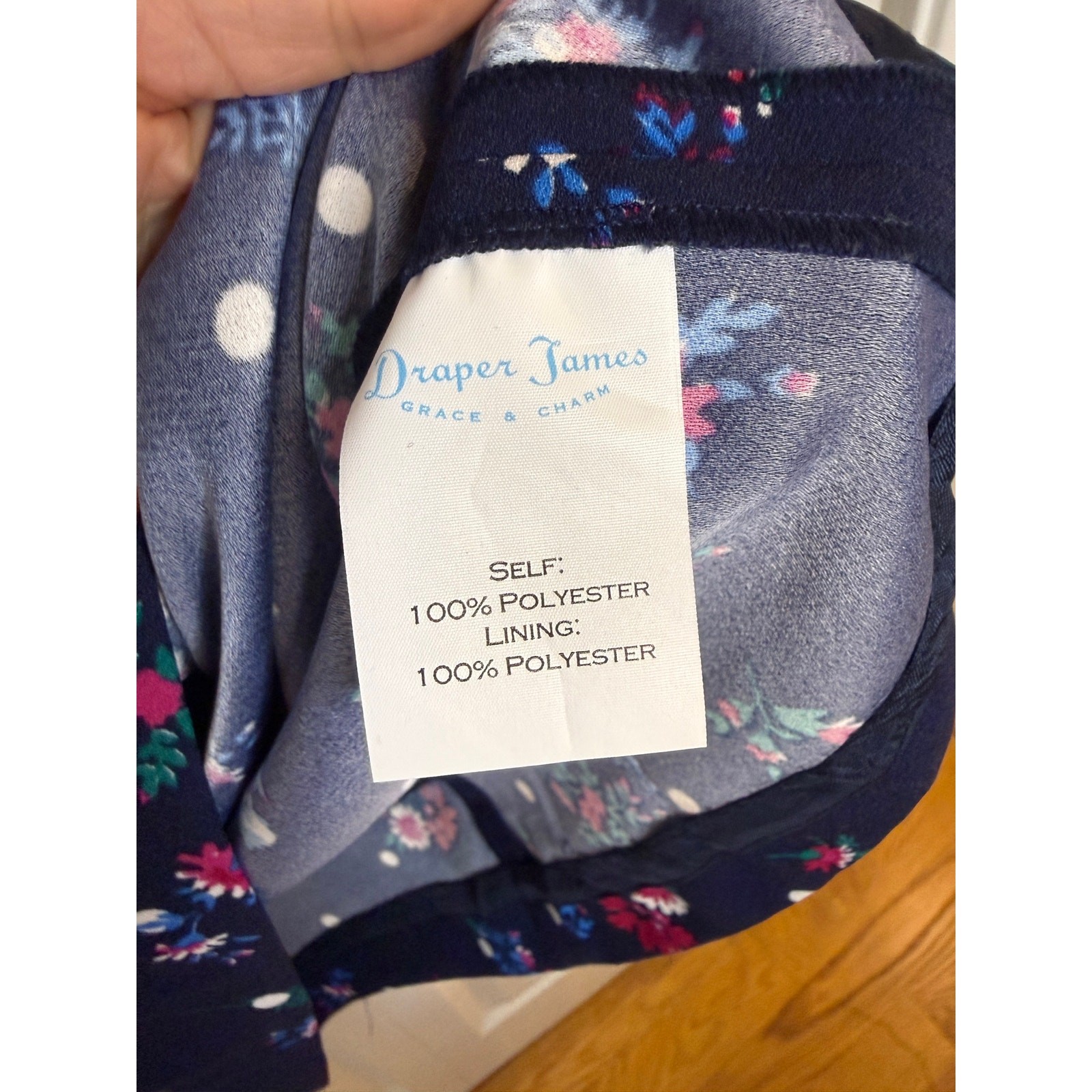 Draper James Navy Floral Polka Dot Short Sleeve Shift Size 4 Interview Dress