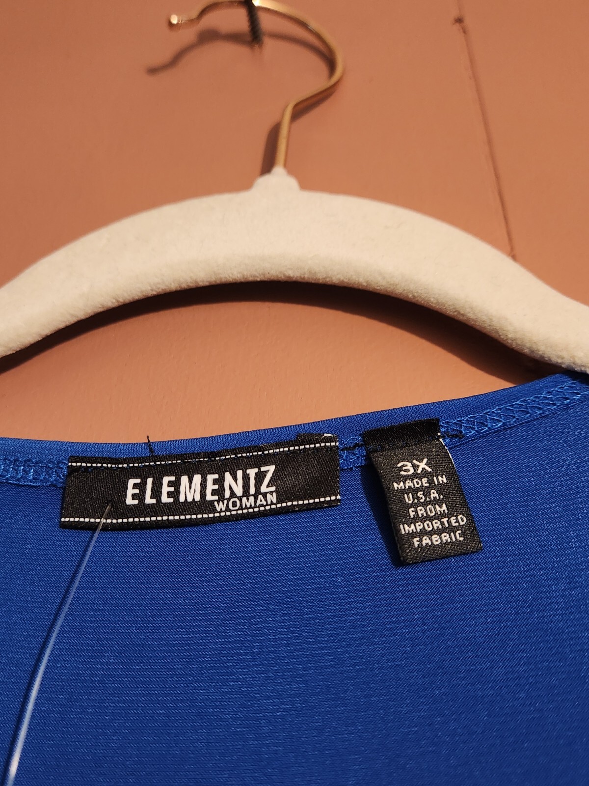 NWT Elementz Women’s Size 3X Royal Blue Empire Waist Flowing Dress