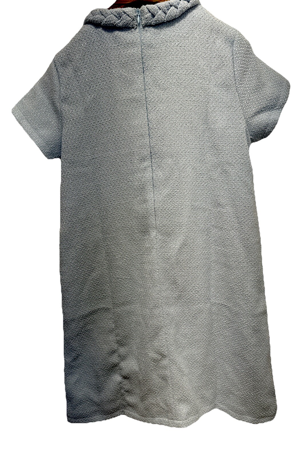 Ladies Size M Dress Blue Textured Knit W/Lining 100% Polyester! Short Sleeve