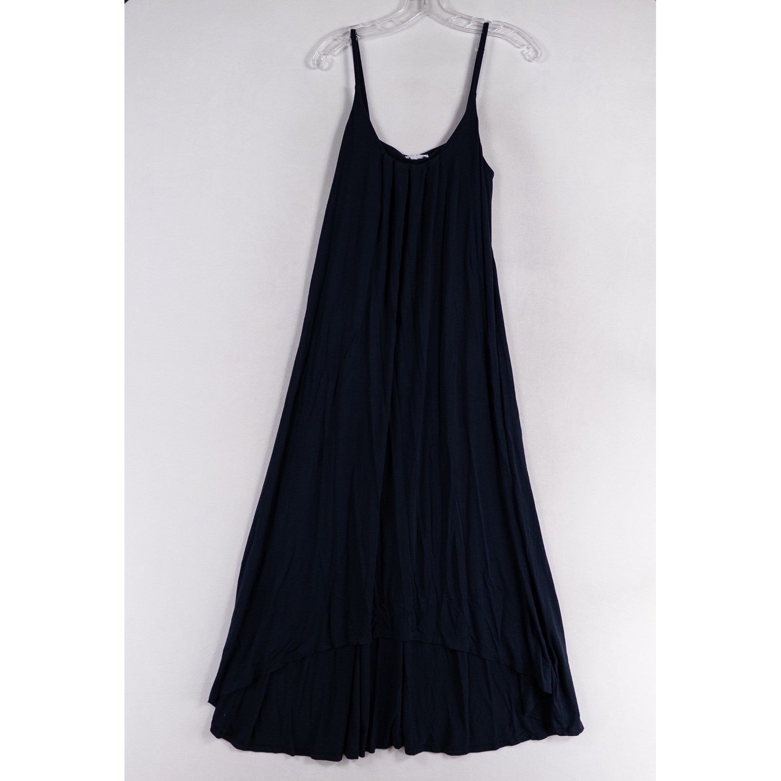 Nicole Miller New York Dress Small Navy Blue Sleeveless High Low Stretch Knit *
