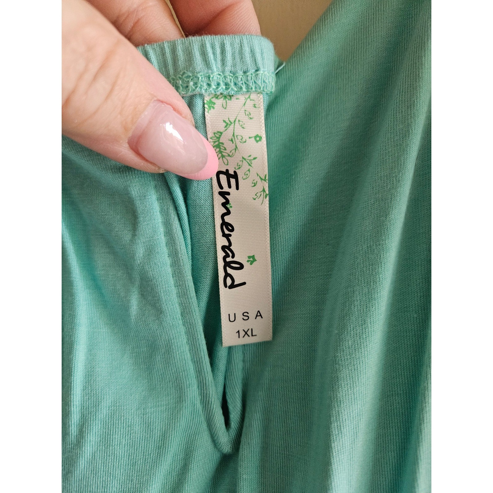 Emerald USA Turquoise Aqua V-Neck Notch Maxi Dress Plus Size 1XL Summer Gown