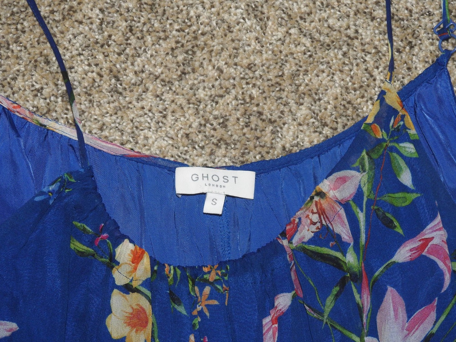 Ghost London Maddy Floral Print Spaghetti Strap Midi Dress Size Small