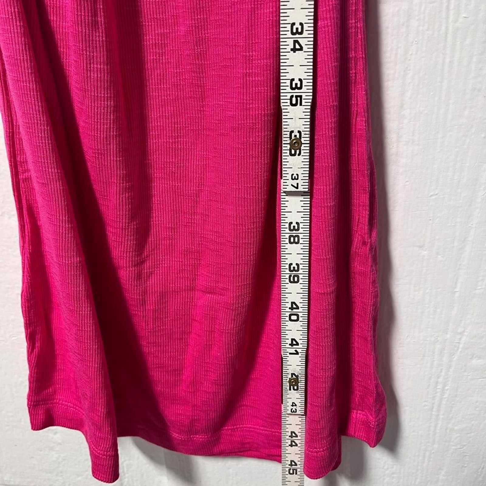NWT Anthropologie Daily Practice Raspberry Pink Ribbed Ruched side Midi dress xs