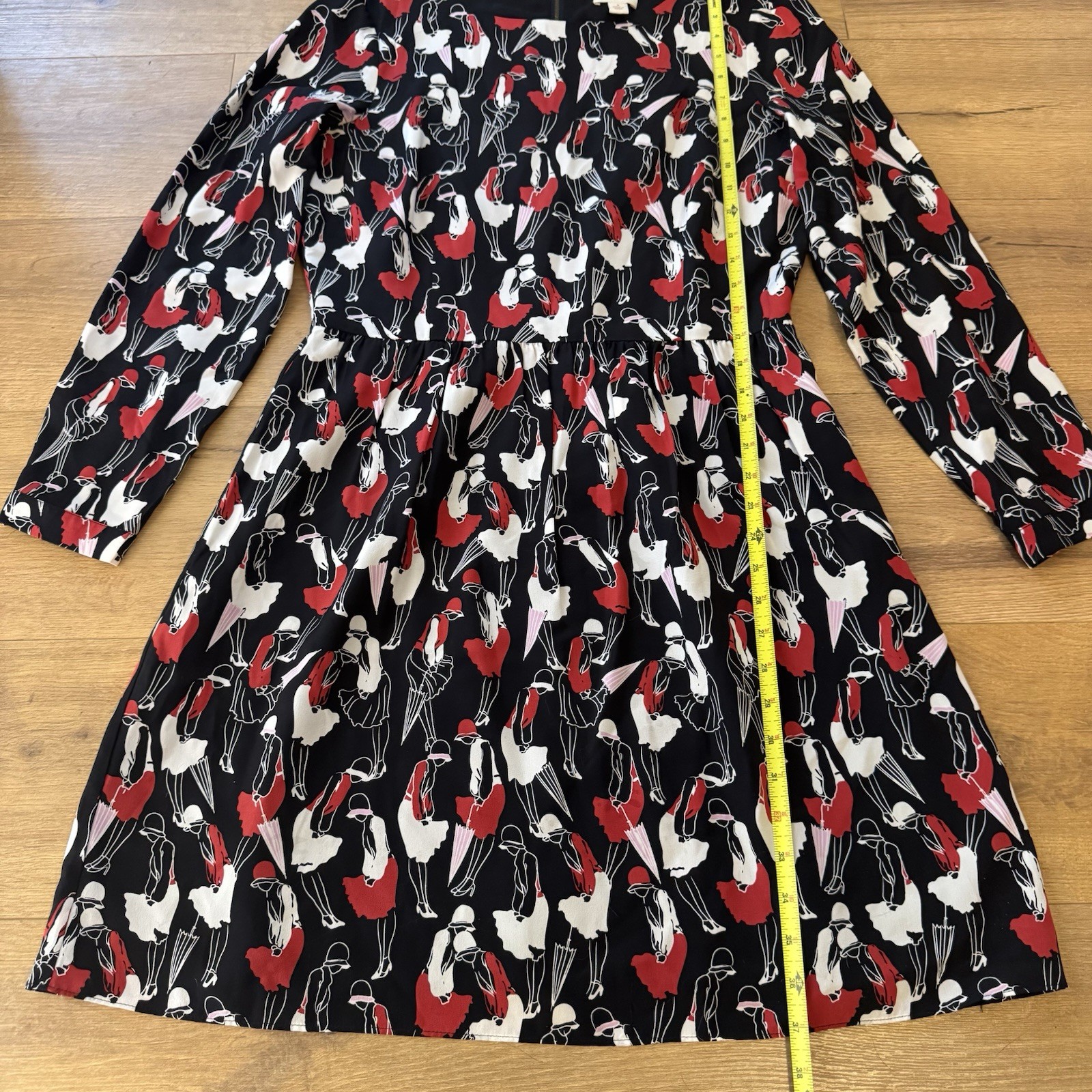 Brooks Brothers Red Fleece Size 8 100% Silk Dress Black Red White Women Print