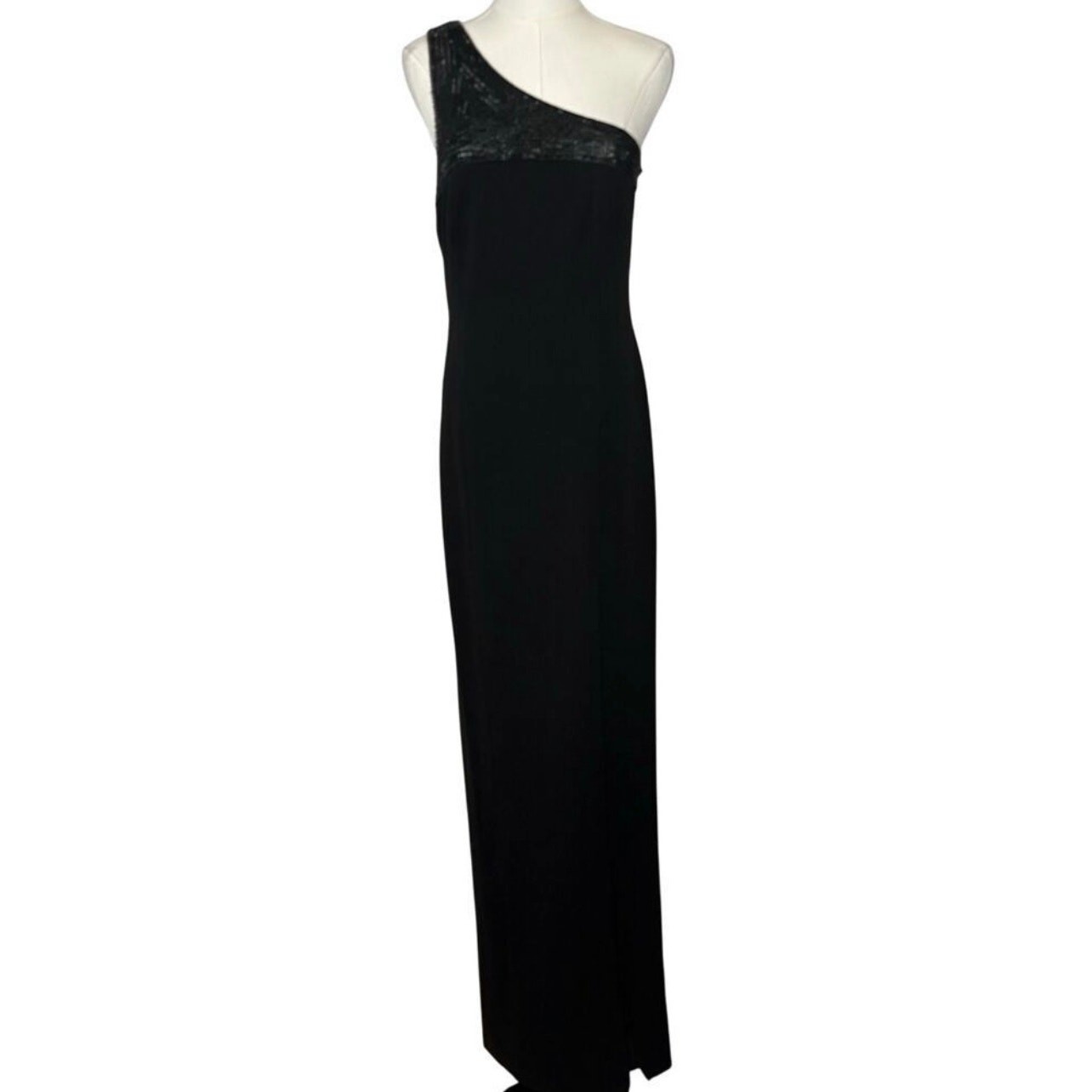 NWT Jay Godfrey Sacramento One Shoulder Beaded Gown Women’s Black Size 2