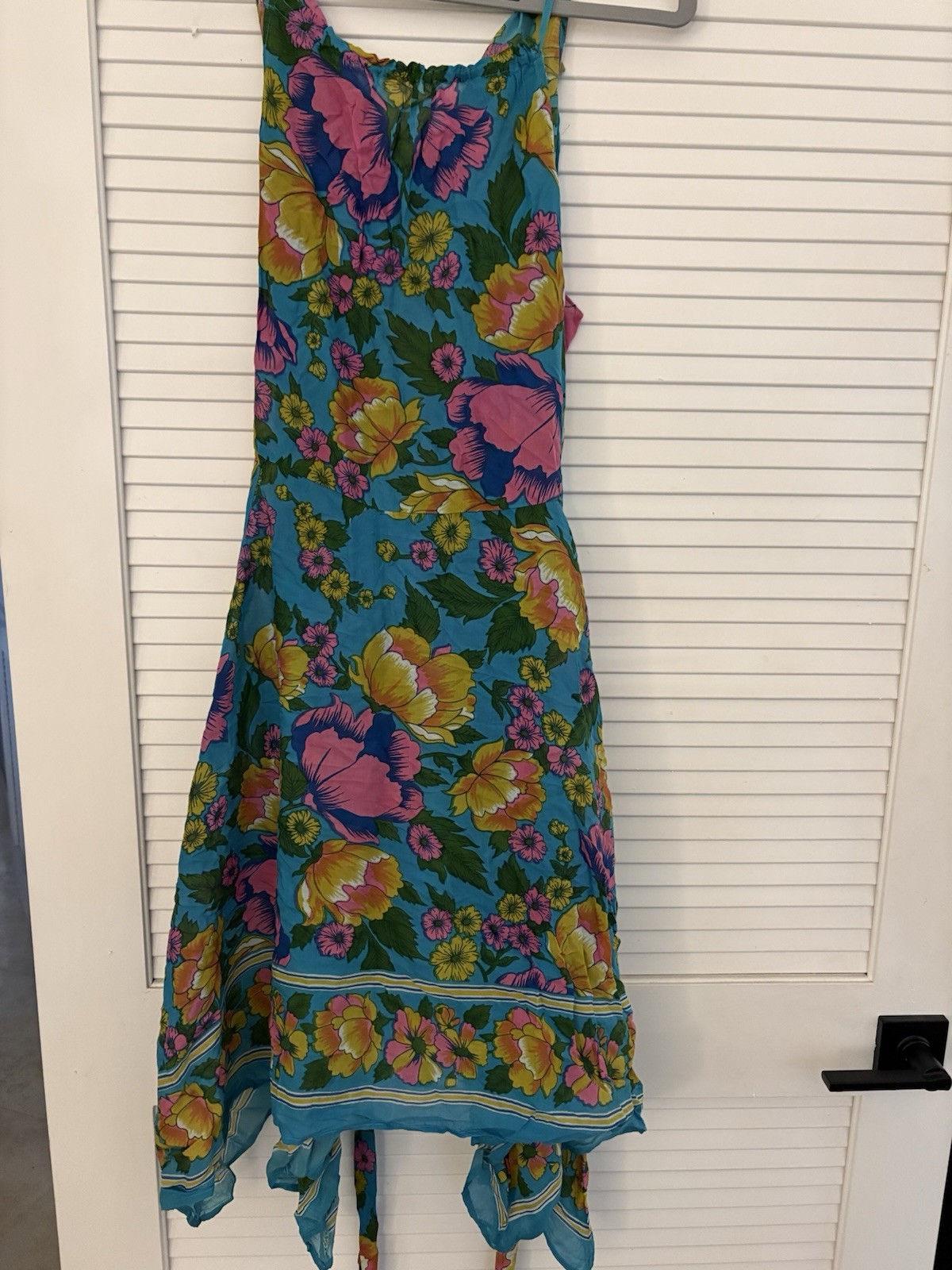 Anthropologie Lilka Dinan Halter Handkerchief Blue Floral Sundress Size large