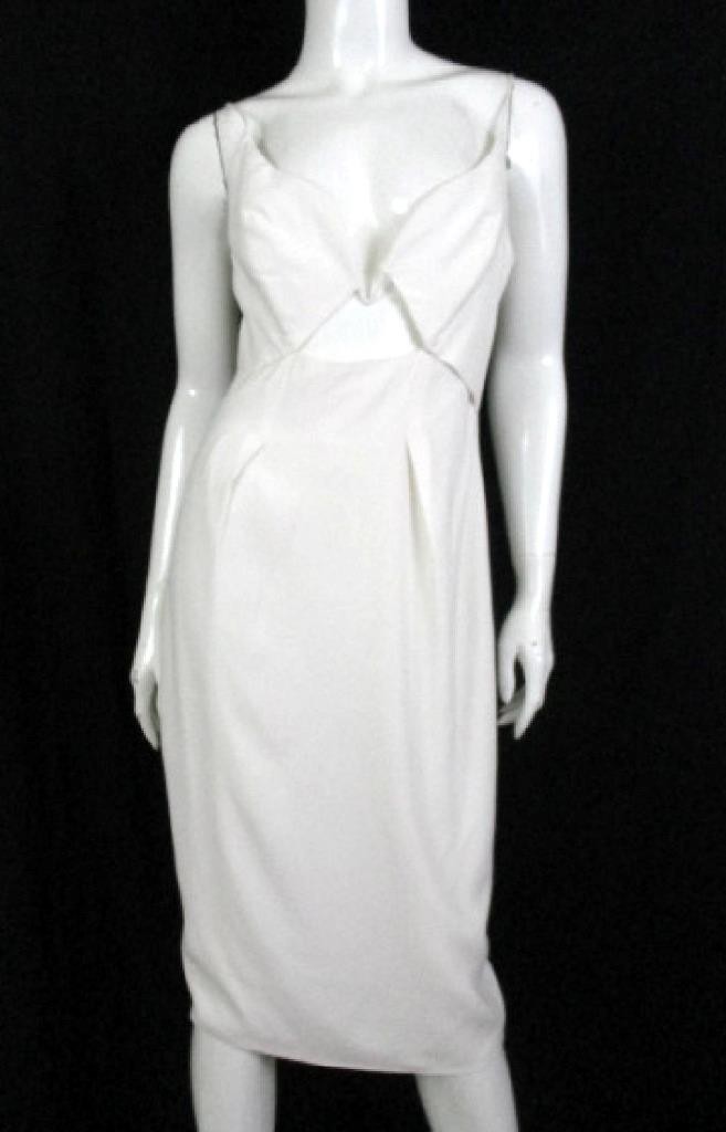 ZIMMERMANN WHITE CREPE CUTOUT MID-LENGTH SHEATH DRESS SZ.1/S