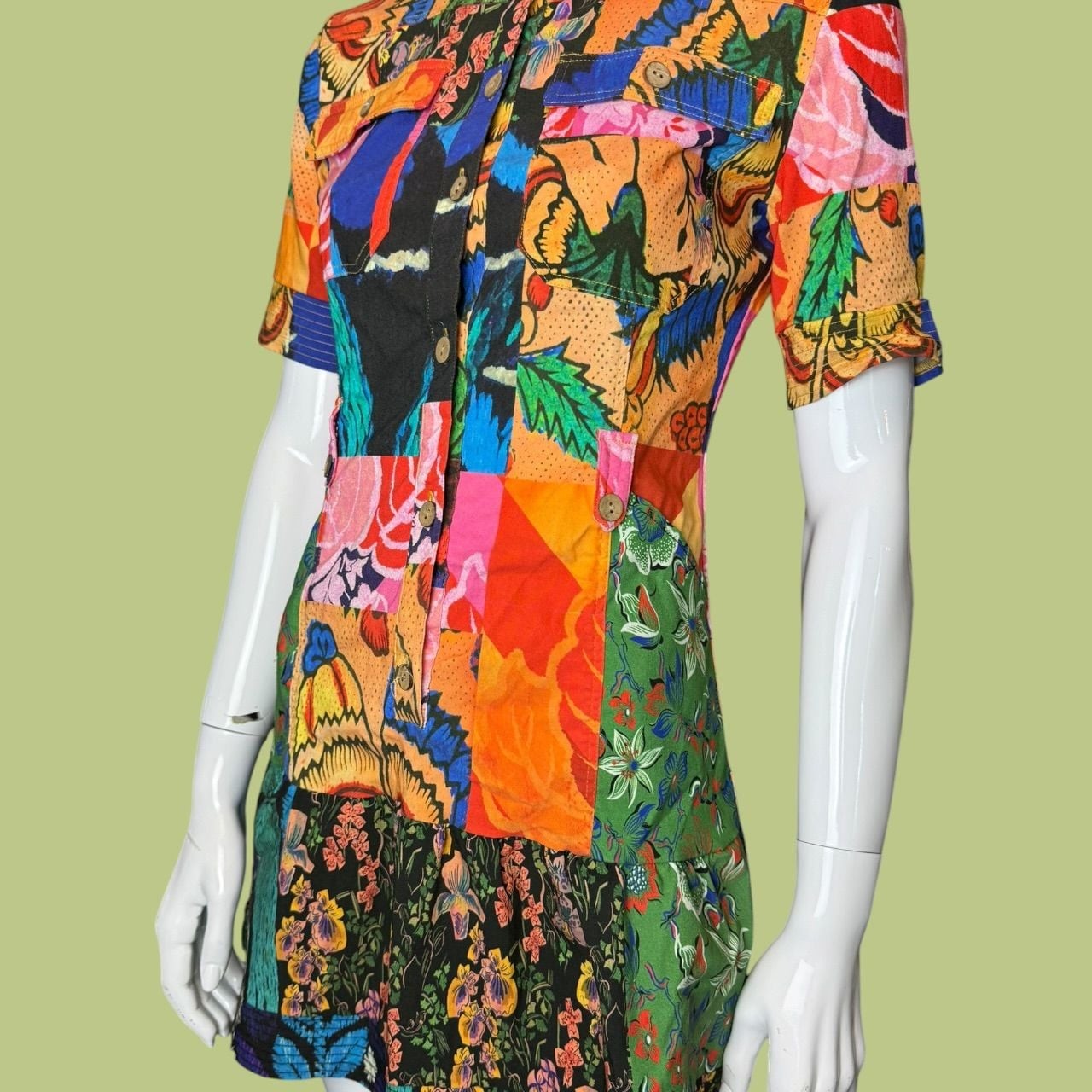 Desigual Vest Avinyon Multicolor Patchwork Shirt Dress