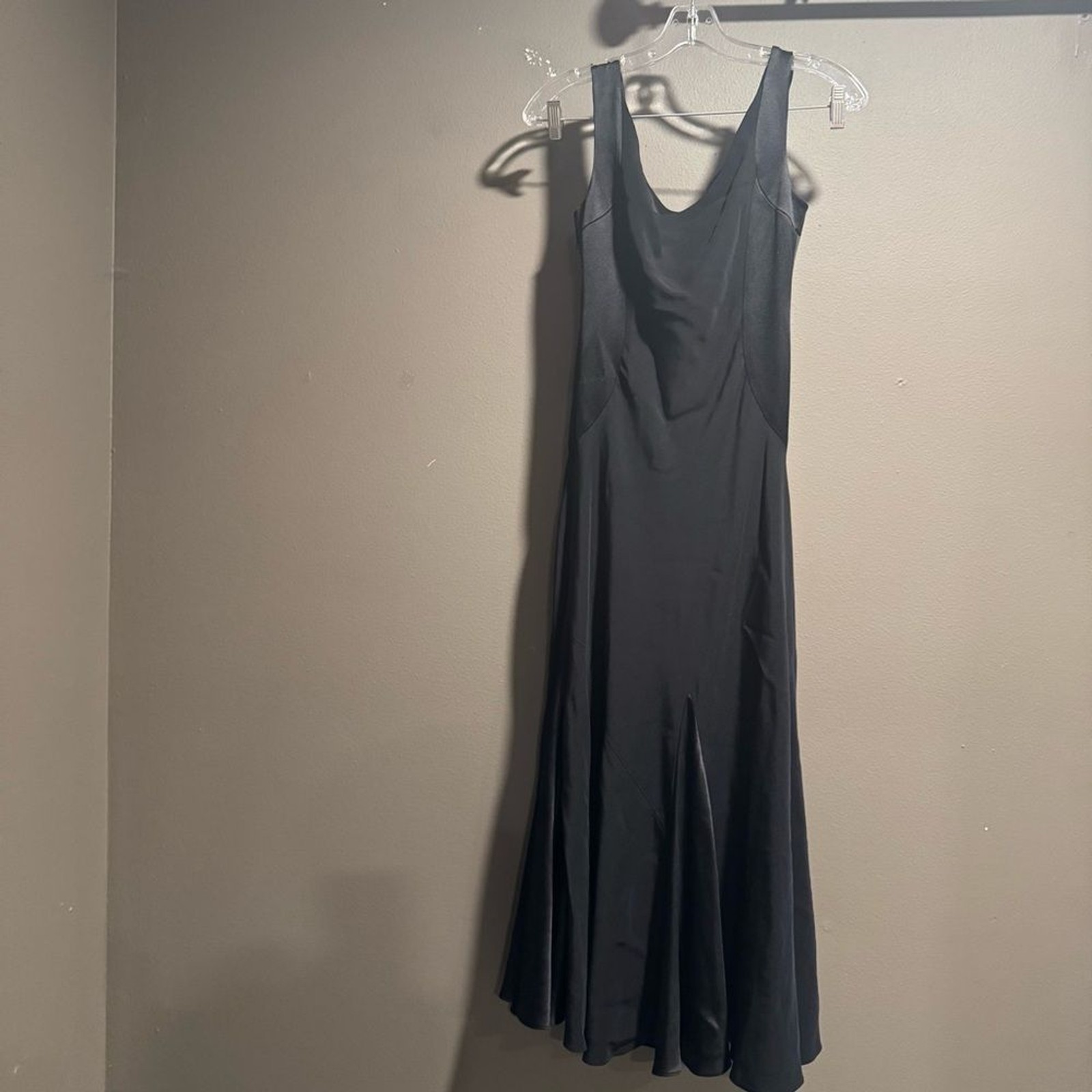 Anne Klein Black Sleeveless Midi 100% Silk Slip Dress Size 4P