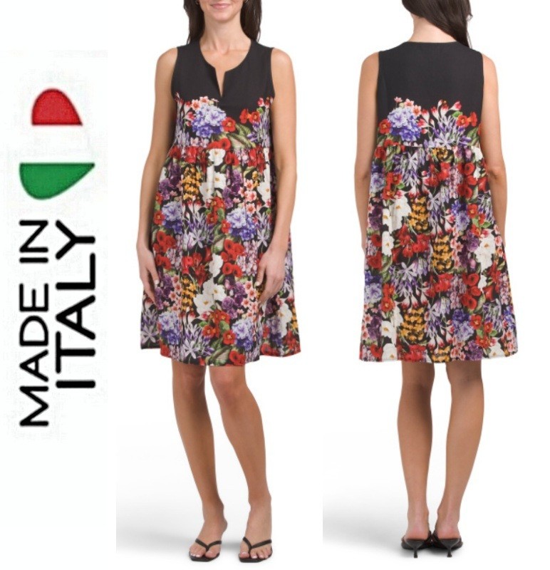 Le Ragazze Linen Blend 40″Long Empire Waist Sleeveless Floral Dress sz XL