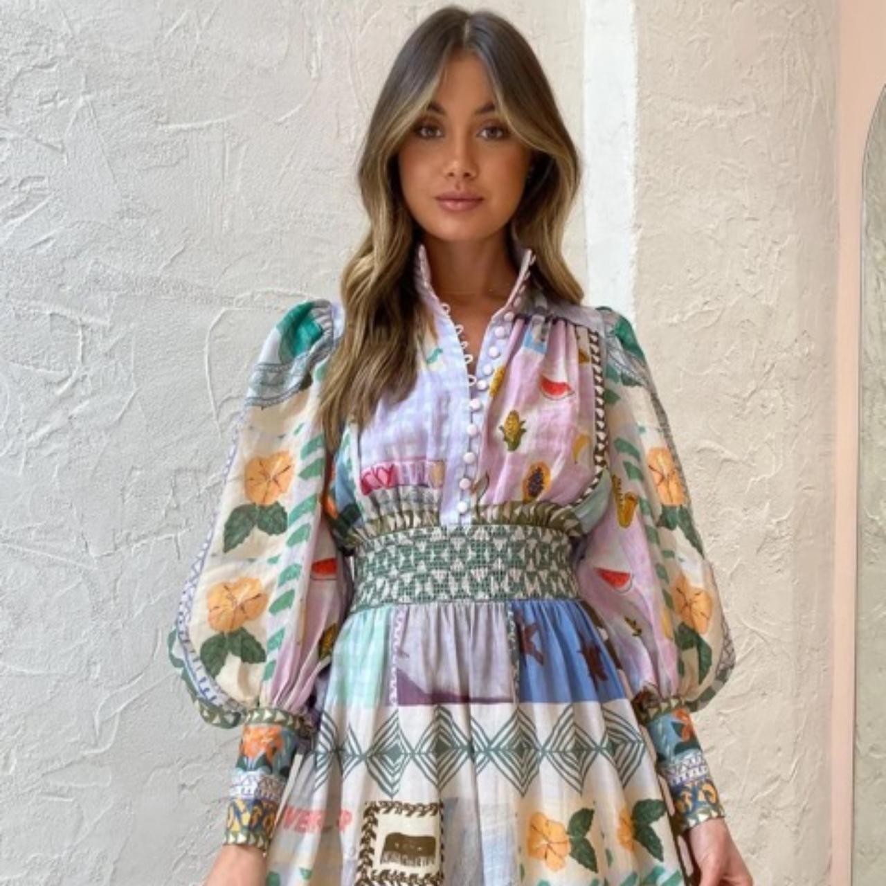 Alemais Emma Gale Shirtdress Multi Print Size 8 AU