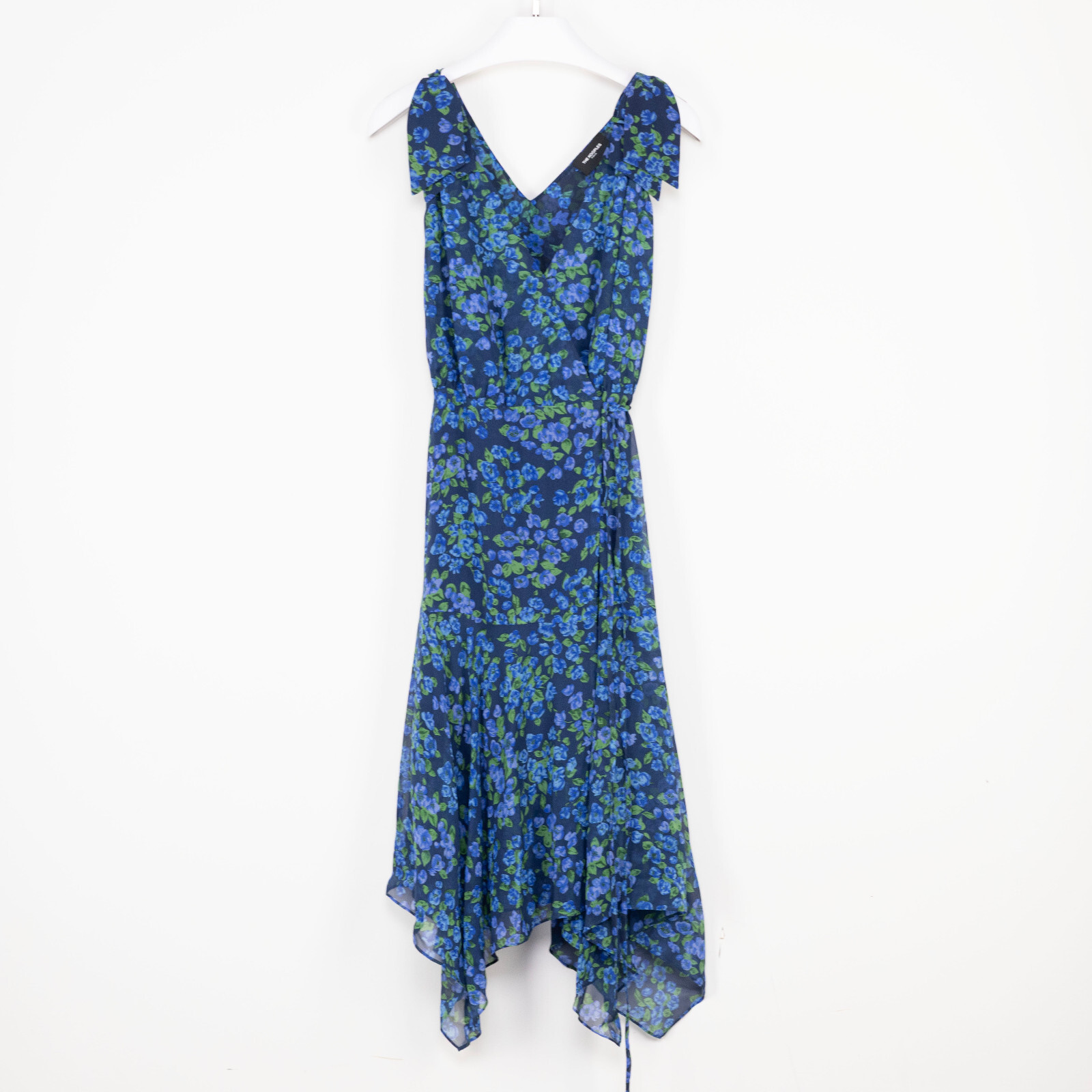 The Kooples Women Floral Print Silk Wrap Dress Blue Size 3/M