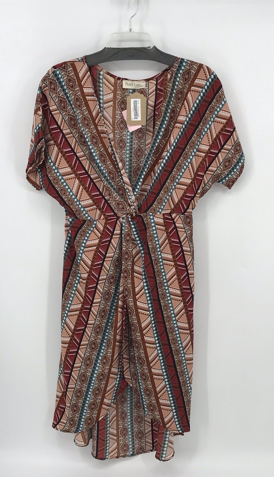 Peach Love Preowned Womens Colorful Kimono Style High Low Hem Size Medium NWT