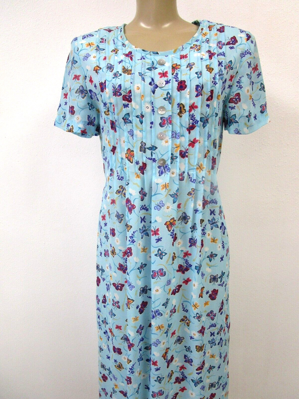 BETSY LAUREN LIGHT BLUE & MULTI-COLOR BUTTERFLY DESIGN SHORT SLEEVE DRESS SIZE 6