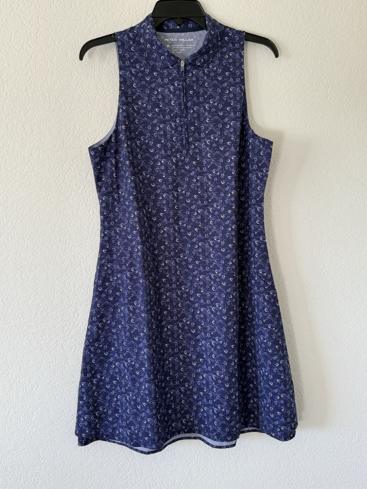 NEW Peter Millar Carner Tossed Paisley Sleeveless Sport Golf Dress Medium UPF 50