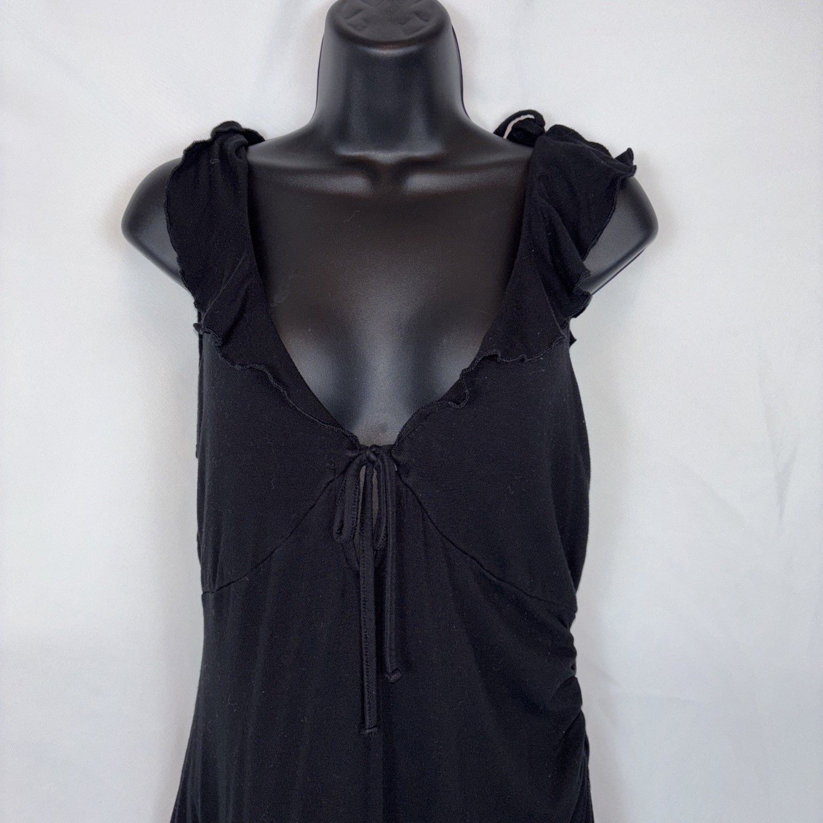 Wild Fable Ruffle Strap Sleeveless Black Ruffled Side Cinched Mini Dress Size S