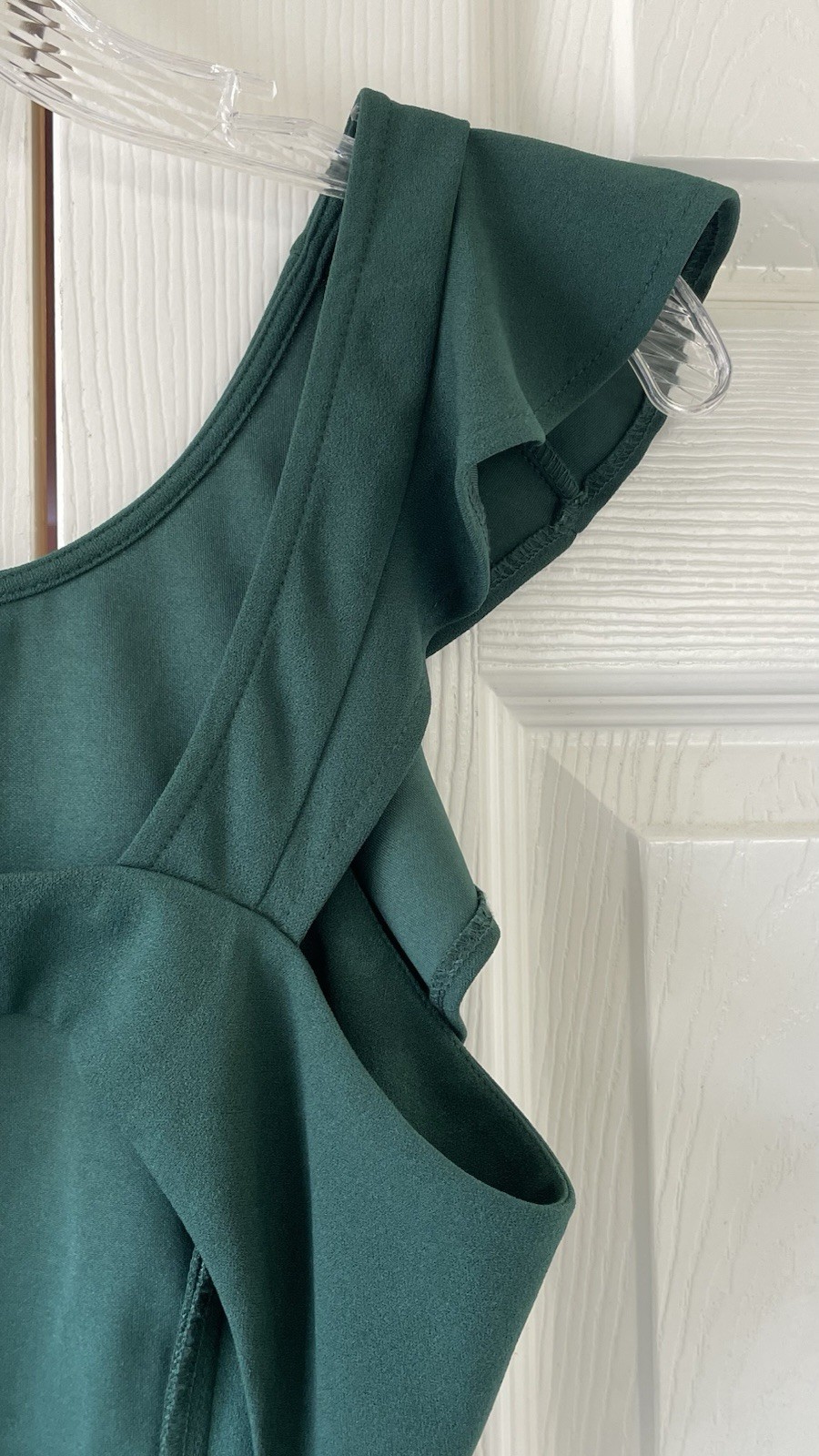 Hello Molly Green Ruffle Flutter Sleeve Backless Fit & Flare Mini Dress M