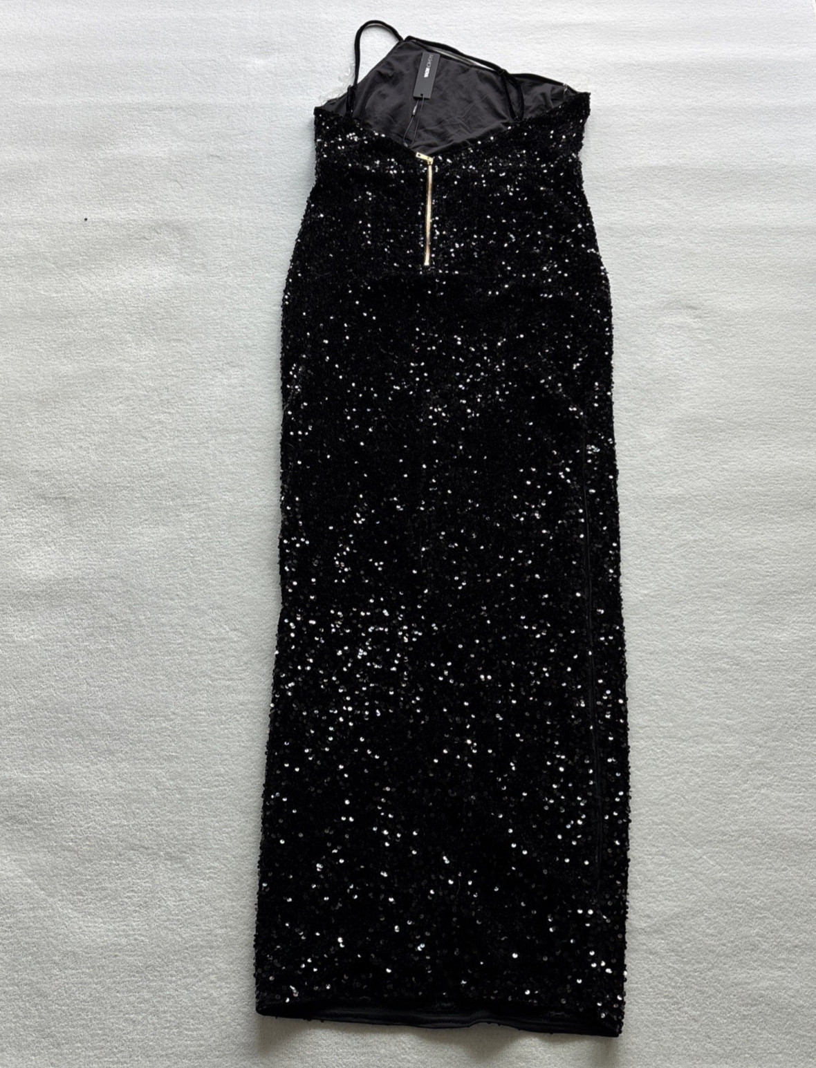 Fashion Nova Forever Shining Sequin Maxi Dress Women 2X Black Halter High Slit
