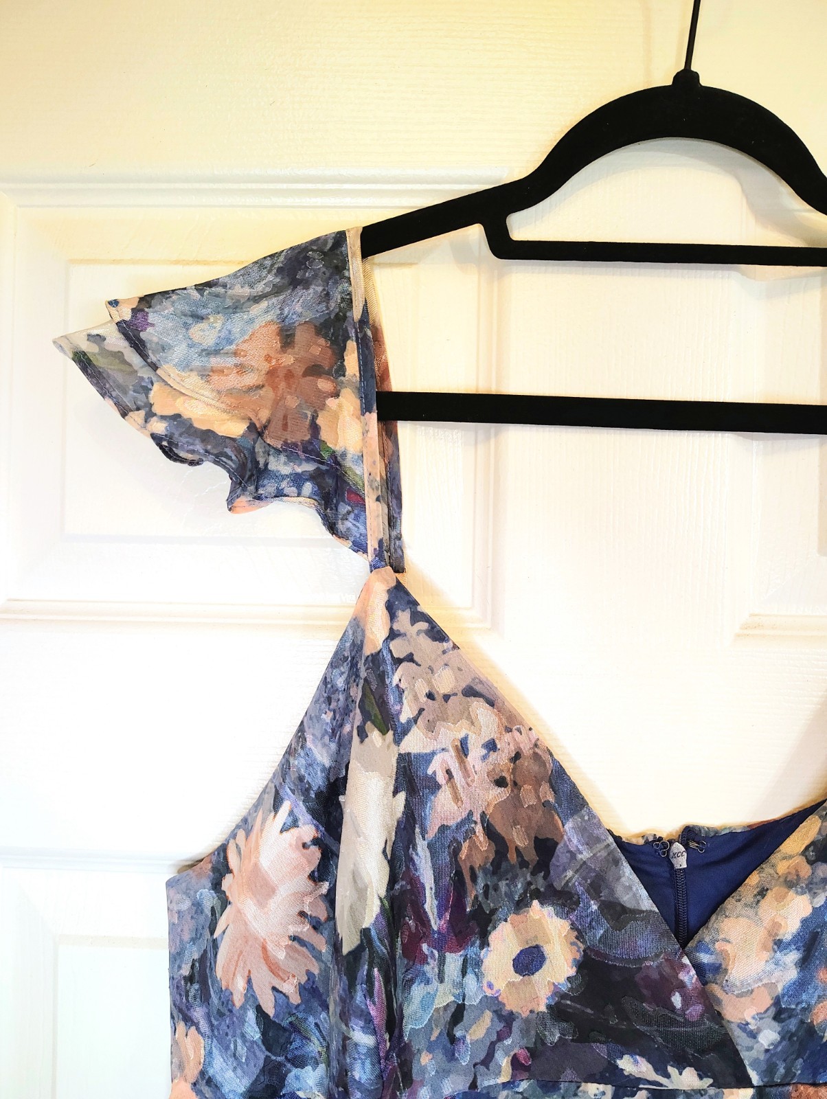NWT- Retail $230- Hutch Anthropologie Floral Blue Ruffle Midi Dress Wedding 20W