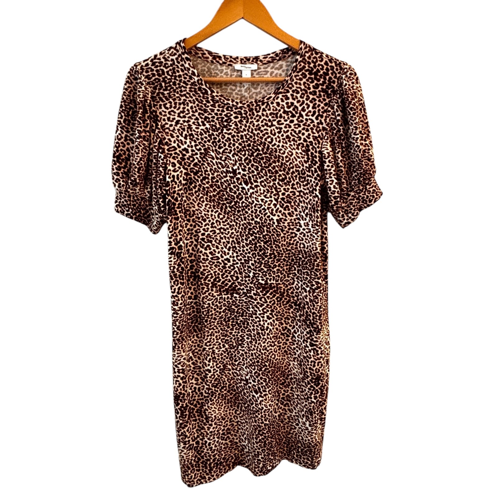 Anthropologie Daily Ritual Leopard Print Dress Womens Size S Brown Boho Casual