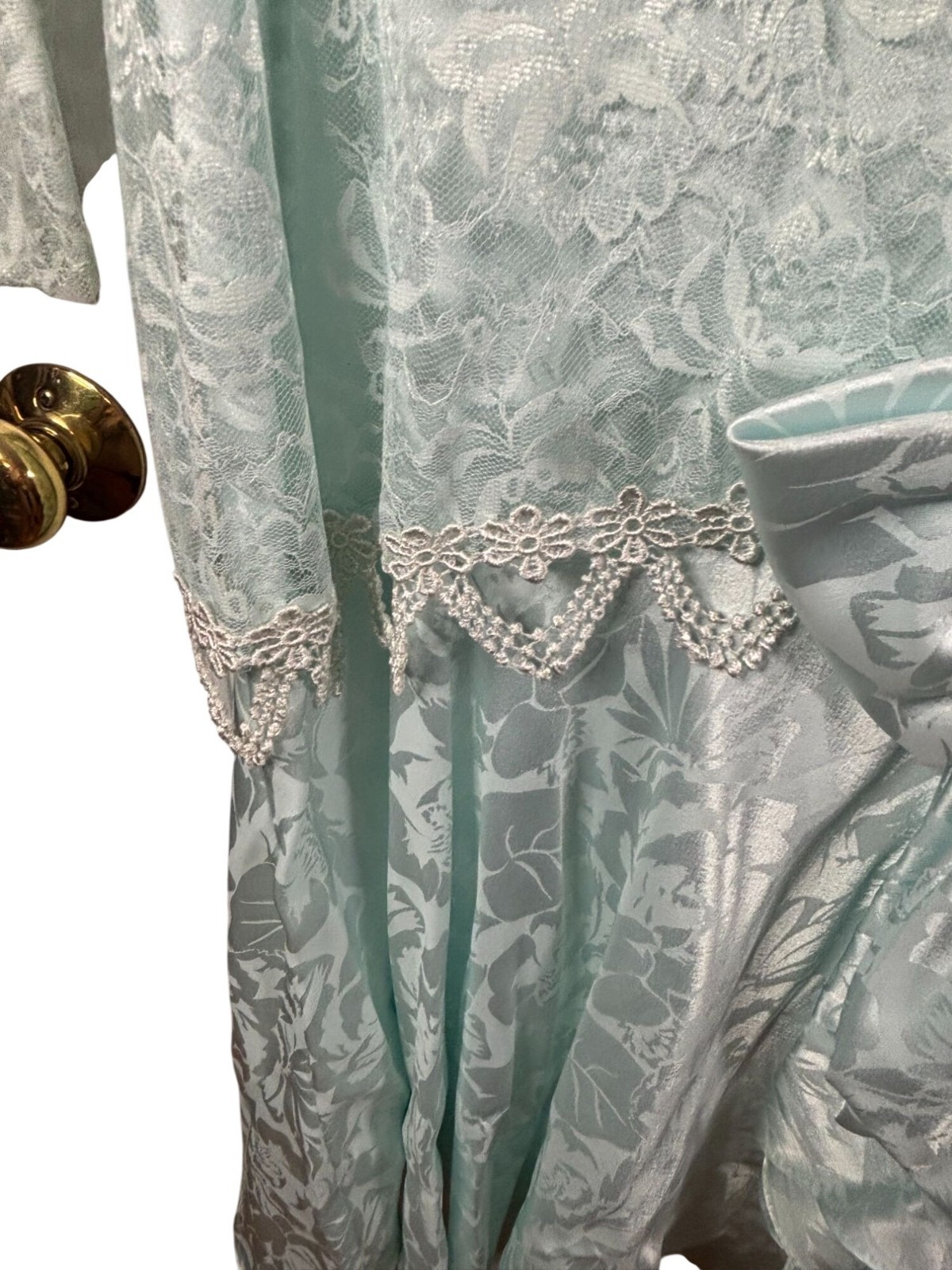 After Dark Dress Mint Green Lace Bow Beaded Size 5/6 USA Made Coquette Glam