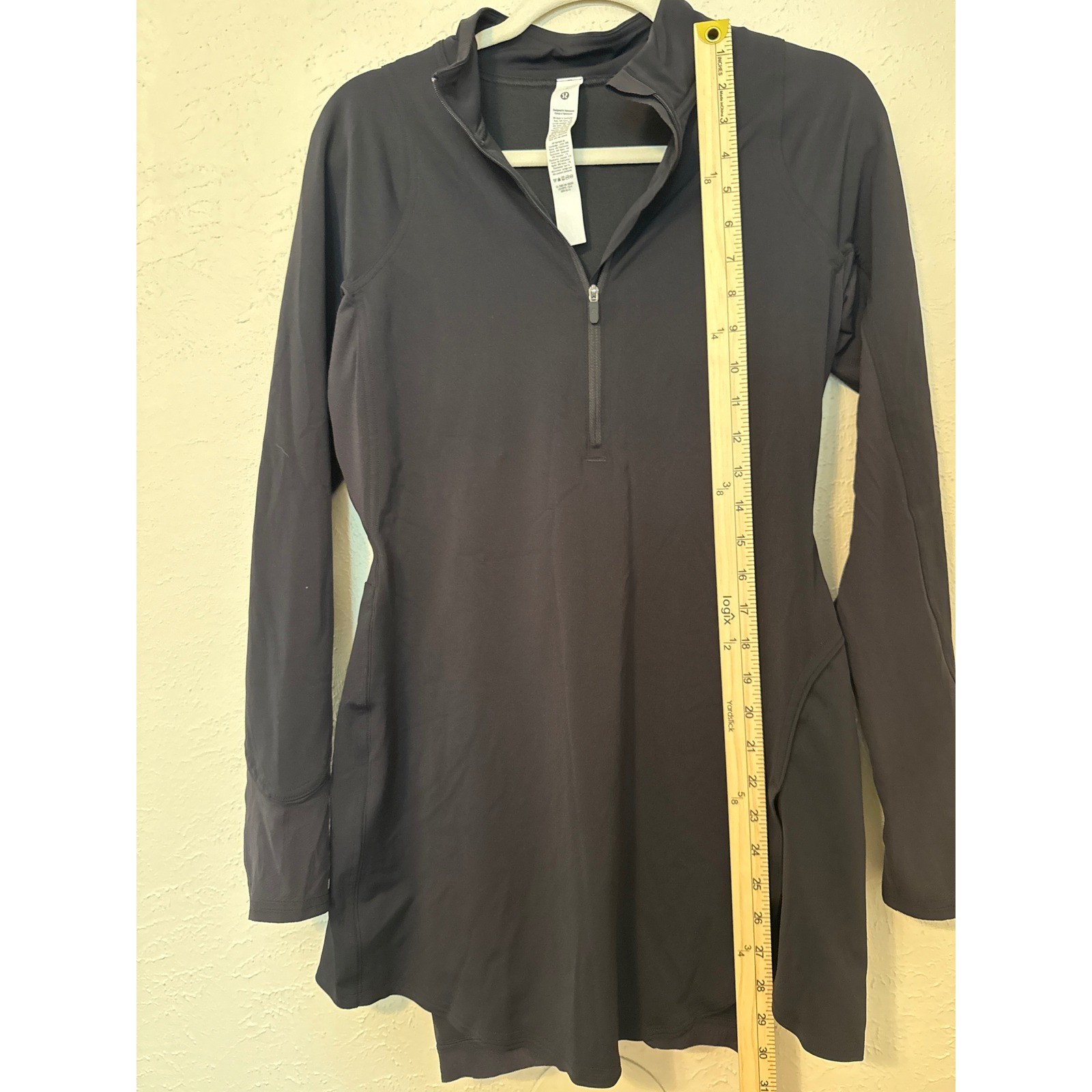 Lululemon Black Half Zip Long Sleeve Athletic Tennis Dress Size 8 LW1ERYS