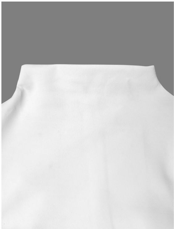 Sz Large Flared LONG Sleeves Goddess White Stand up Collar Mini Dress