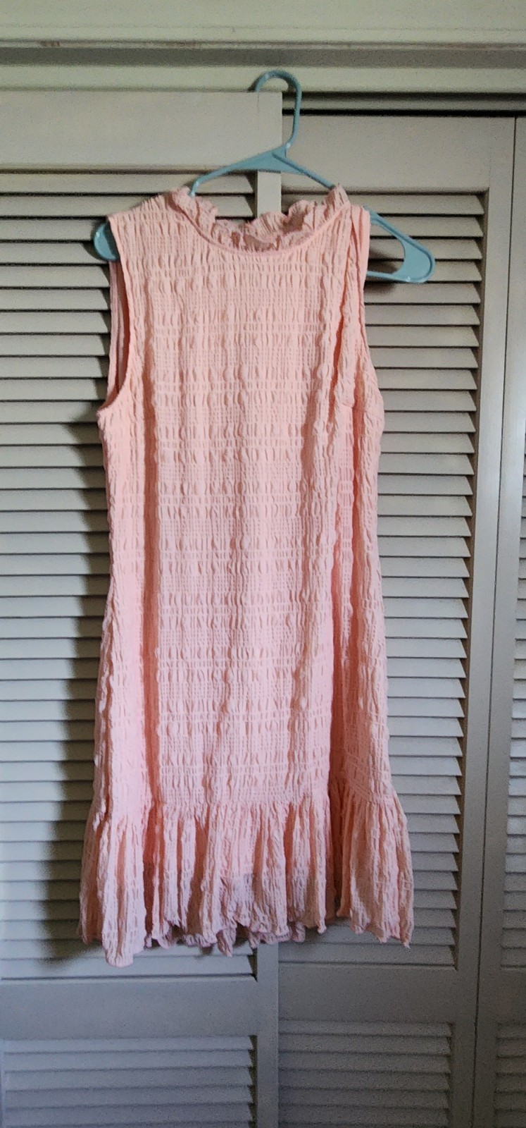 SHEIN Women’s Pink Sleeveless Textured Woven Shift Dress Ruffle Hem XL