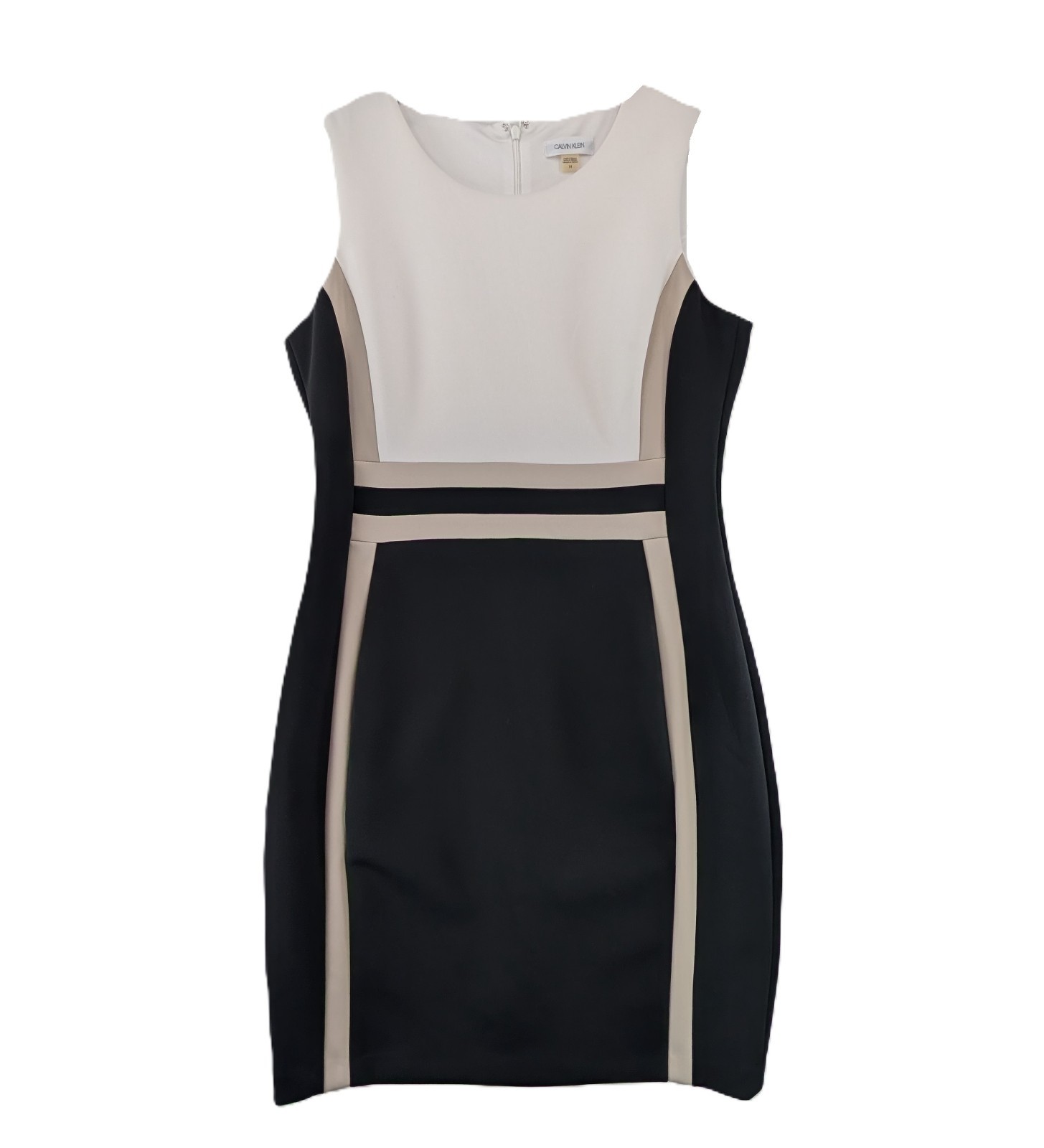 Calvin Klein Scuba Dress Womens Size 14 Colorblock Sheath Sleeveless Versatile