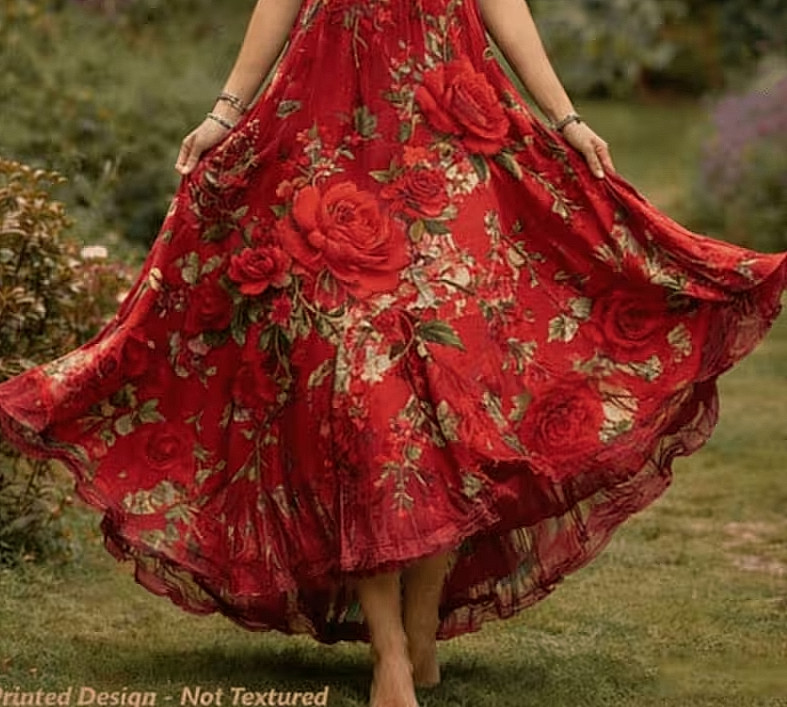 Bohemian Rose Floral A-Line Maxi Dress Effortless Summer Style