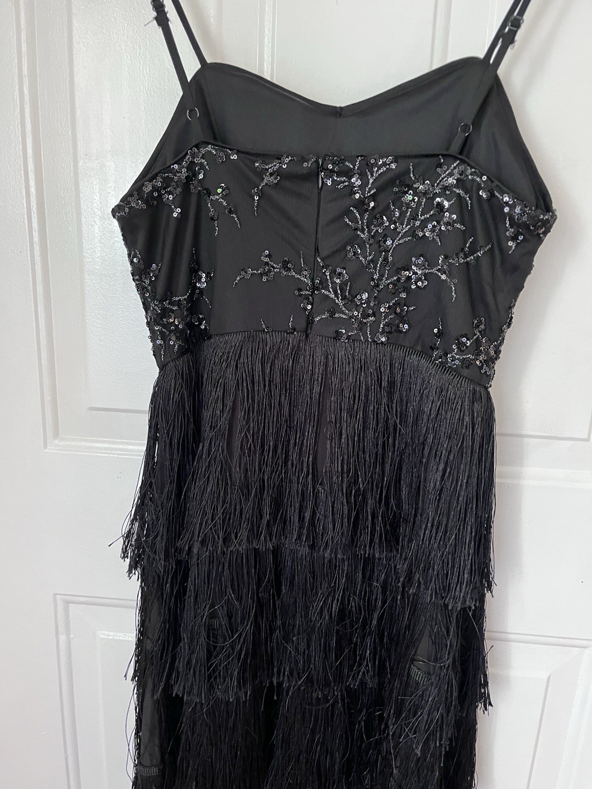Flapper Style Dress Womens S Black Beaded Sequin Fringe 20s Gatsby Whimsy Goth