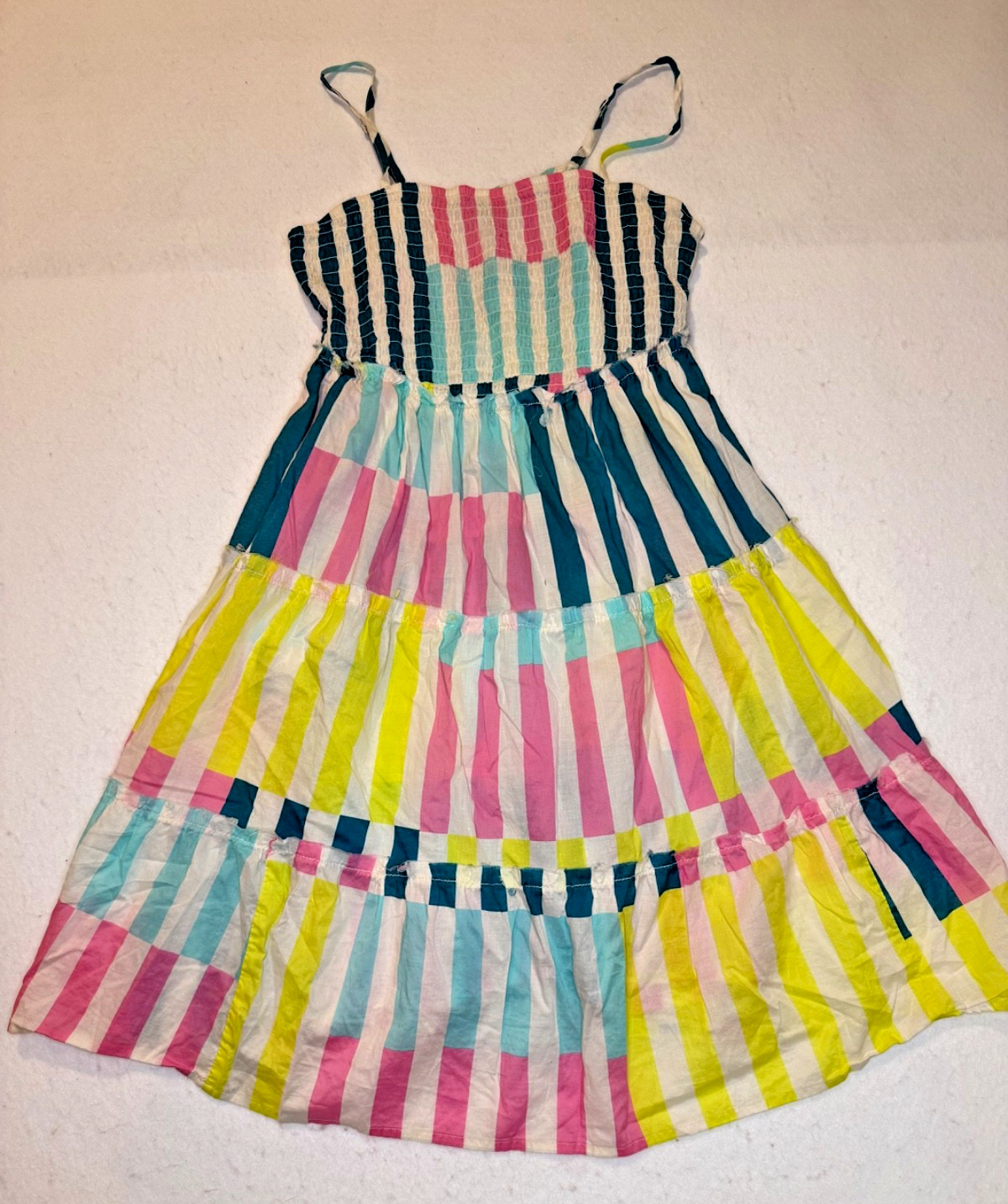 Torrid Tiered Smocked SunDress Size 2 Multicolor Rainbow Striped Cotton Resort