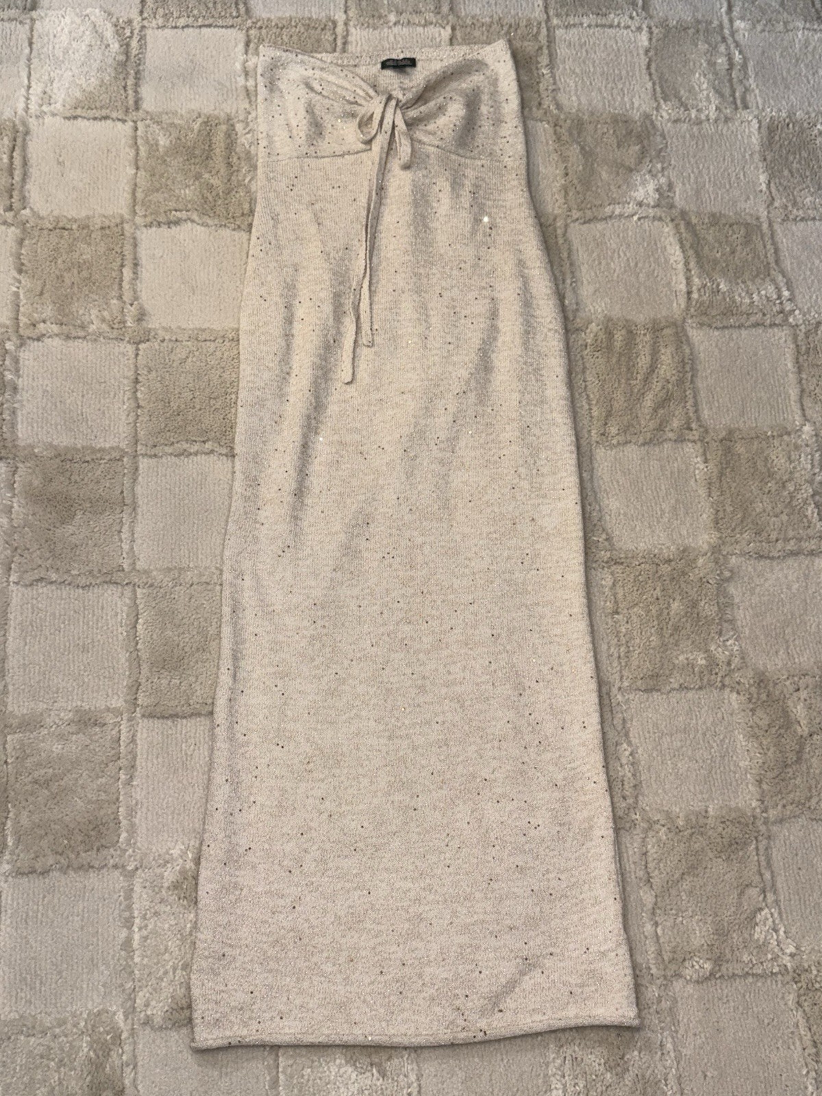 Wild Fable Strapless Beige Sequin Knit Beach Maxi Dress Size XS