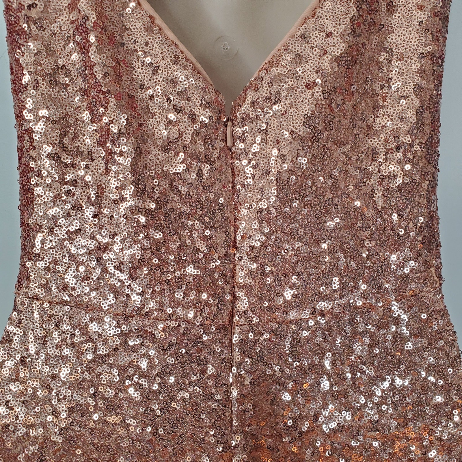 Watters Anzen 5300 Sequin Maxi Evening Dress Gown Rose Gold Wedding Size 10