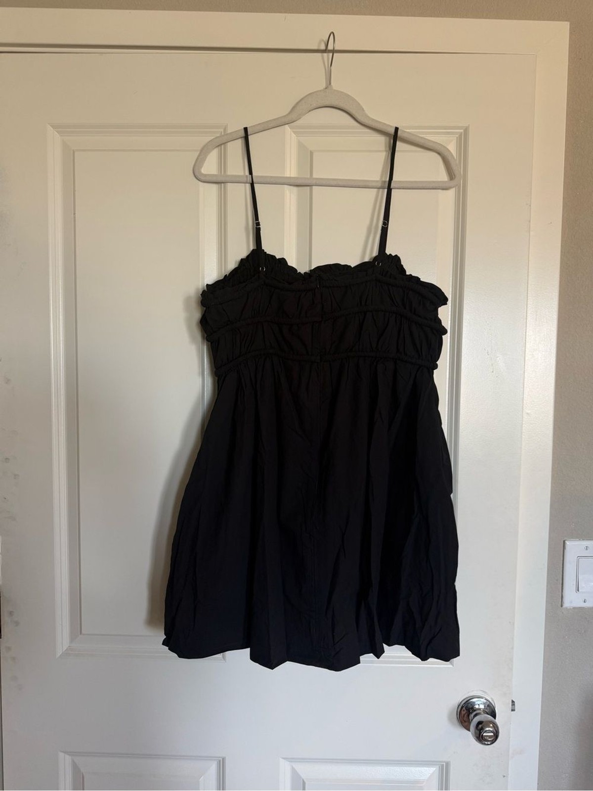 NWT Boutique 100% Cotton Black Babydoll Mini Dress L | Quiet Luxury Capsule