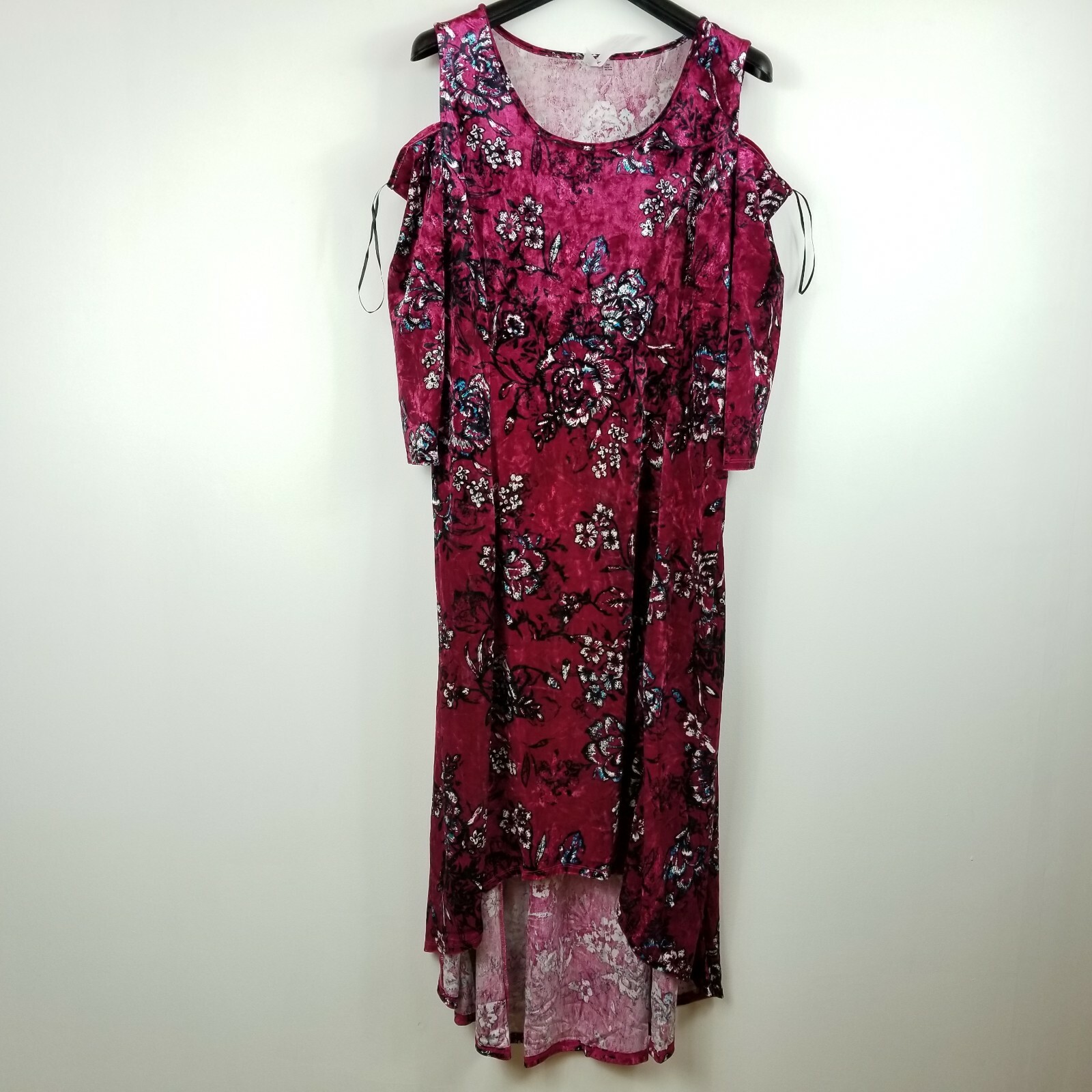NY Collection Womens Plus Size 2XP Wine Victoria Floral Half Sleeve Dress NEW