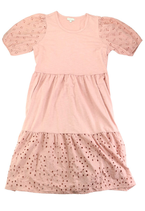 Status by Chenault Women’s Cotton Slub Jersey Dress (Pink, Large)