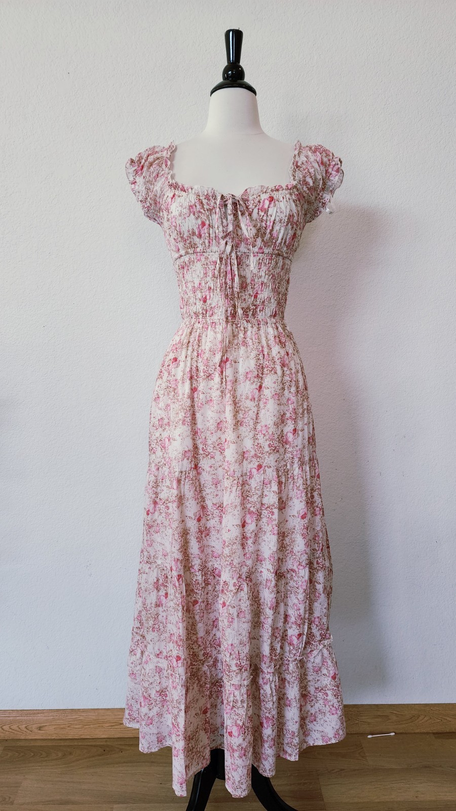 New Anthro Midi Dress Size Small Pink Bow Coquette Romantic Wedding Brunch
