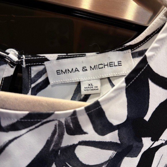 Emma & Michele Black and White Leaf Pattern Dress XL
