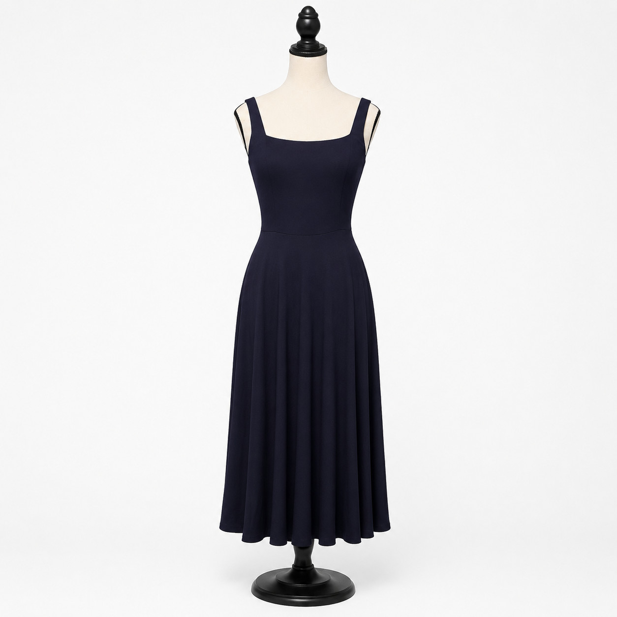 OGL Dress Womens Size Medium Midnight Navy Blue Square Neck Flowy Pockets NWT