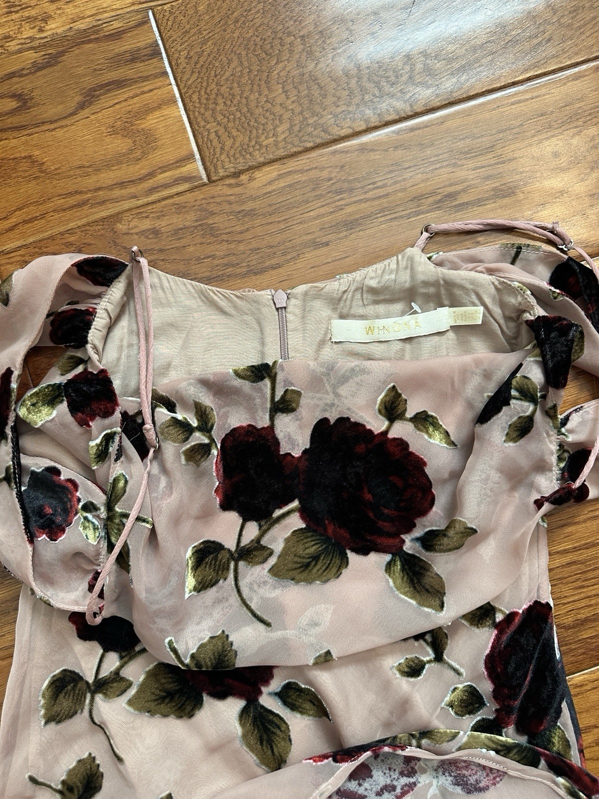 Vintage Style Muse Blush Pink Burnout Velvet Floral Mini Slip Dress Y2K Size US2