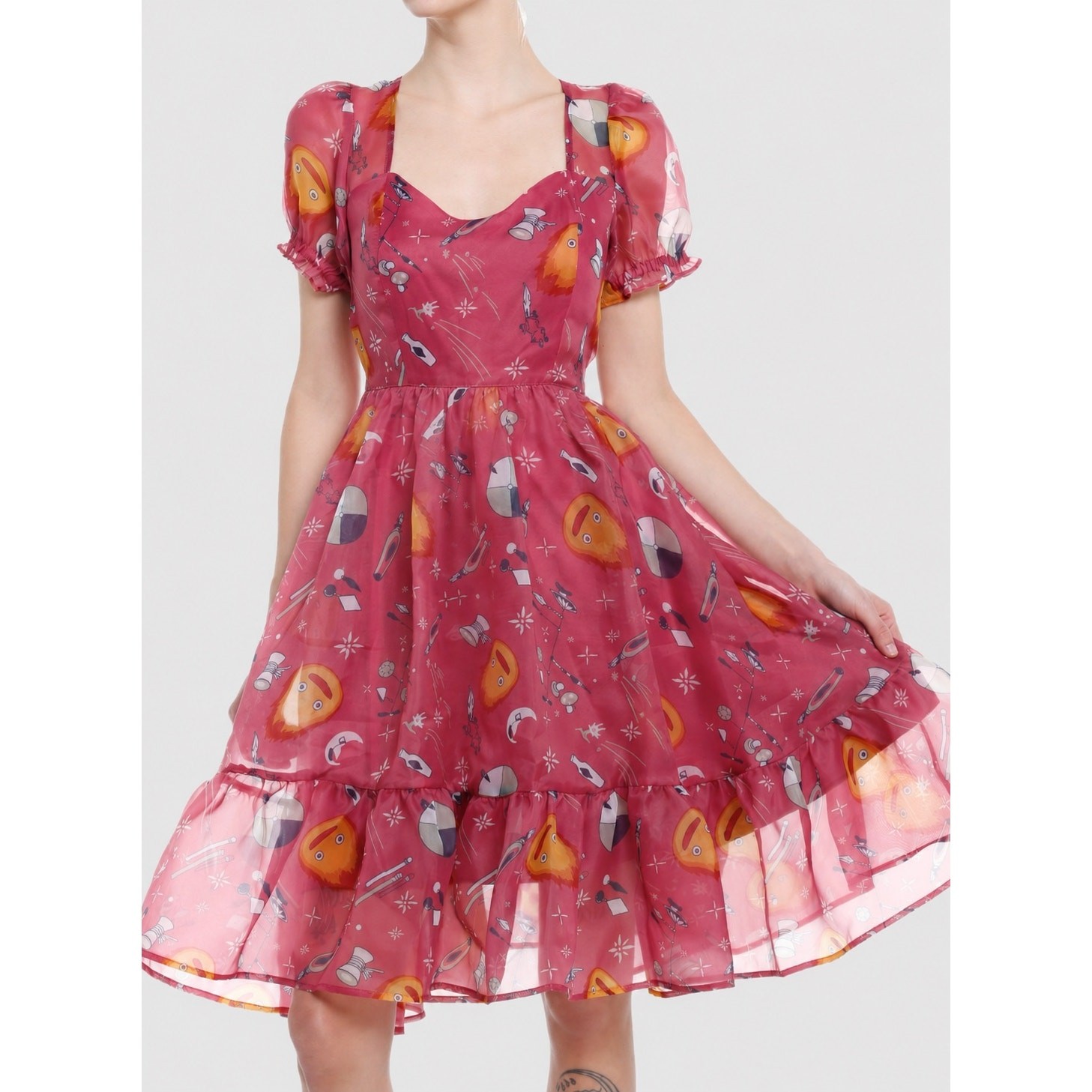 Her Universe Studio Ghibli How’s Moving Castle Fit and Flare Dress Pink Small